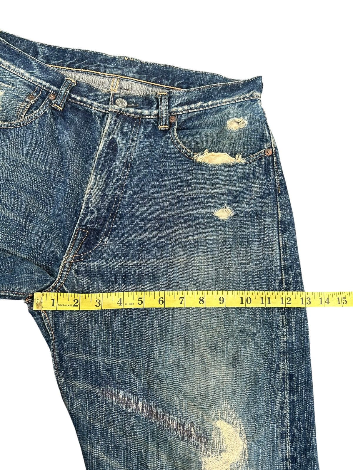 Kapital Vintage Japanese Brand Selvedge Distressed Repair Denim Jean Size US 33 - 22 Thumbnail