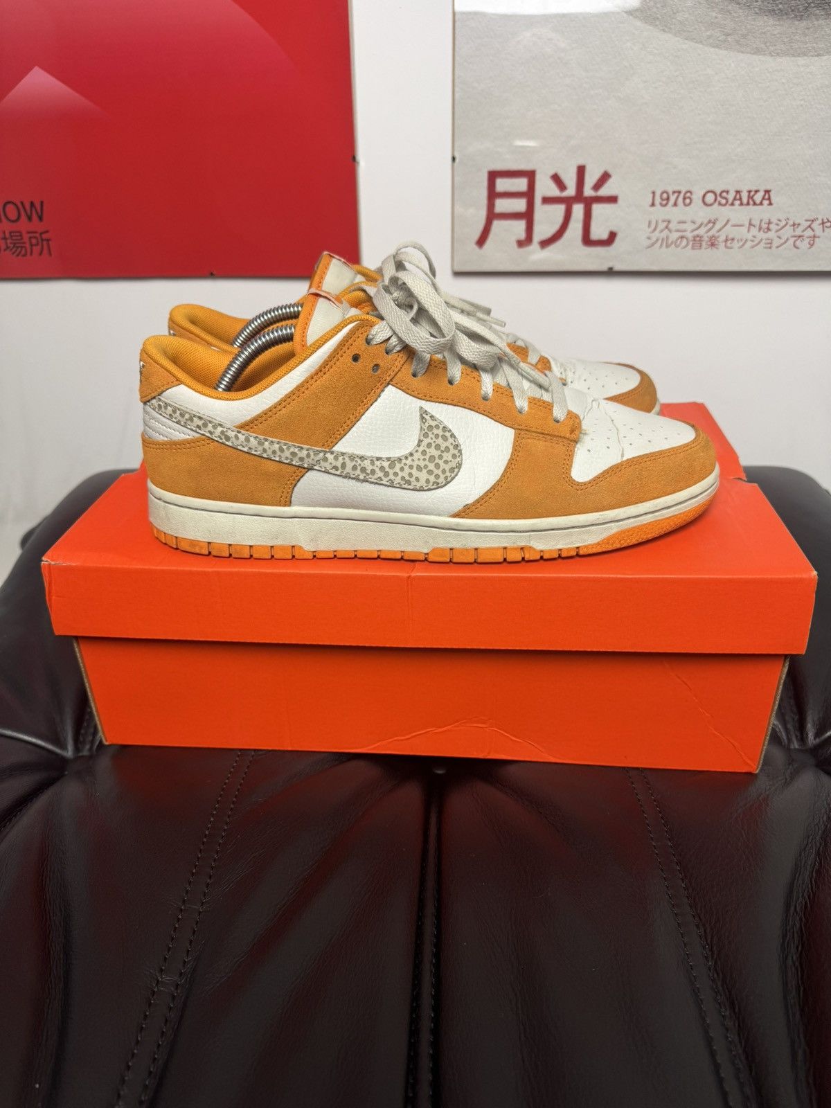 Nike Dunk Low AS Safari Kumquat Orange Suede Sneakers Swoosh