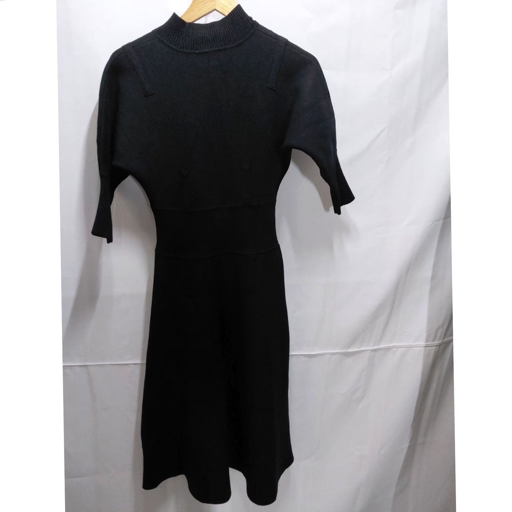 Vintage Ellie Makir New York Black Knit Dress Fit & Flare Half Zip XS Women Size XS / US 0-2 / IT 36-38 - 2 Thumbnail