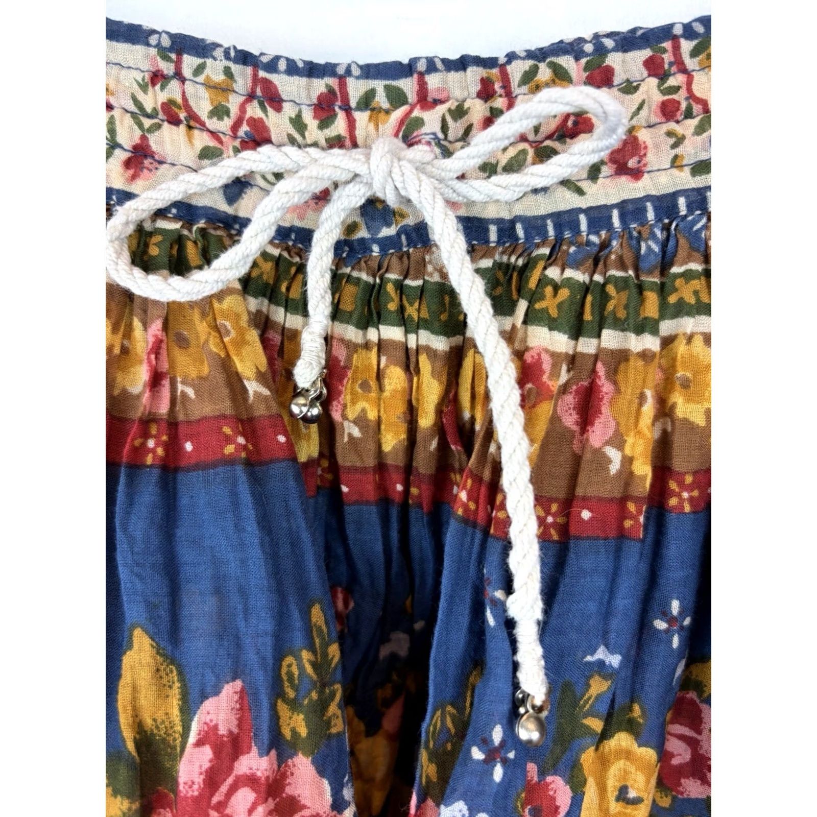 Basic Editions Basic Editions Skirt Womens Large Maxi Floral Boho Peasant Indie Festival Knit Cotton Blue Long Regular M Size 32" / US 10 / IT 46 - 7 Thumbnail