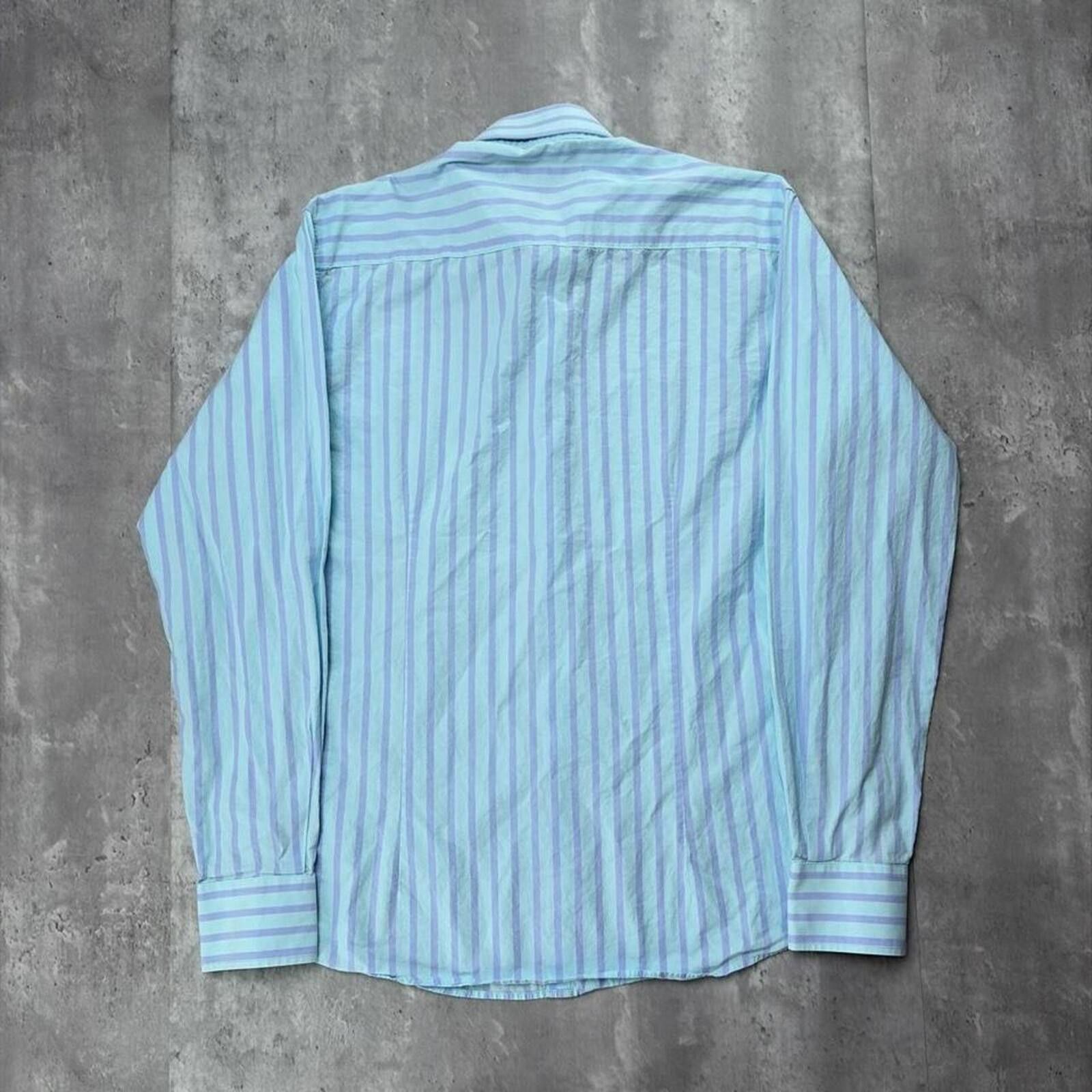 Givenchy Y2K Blue Givenchy Logo Striped Long Sleeve Button Up Shirt Size US M / EU 48-50 / 2 - 8 Thumbnail
