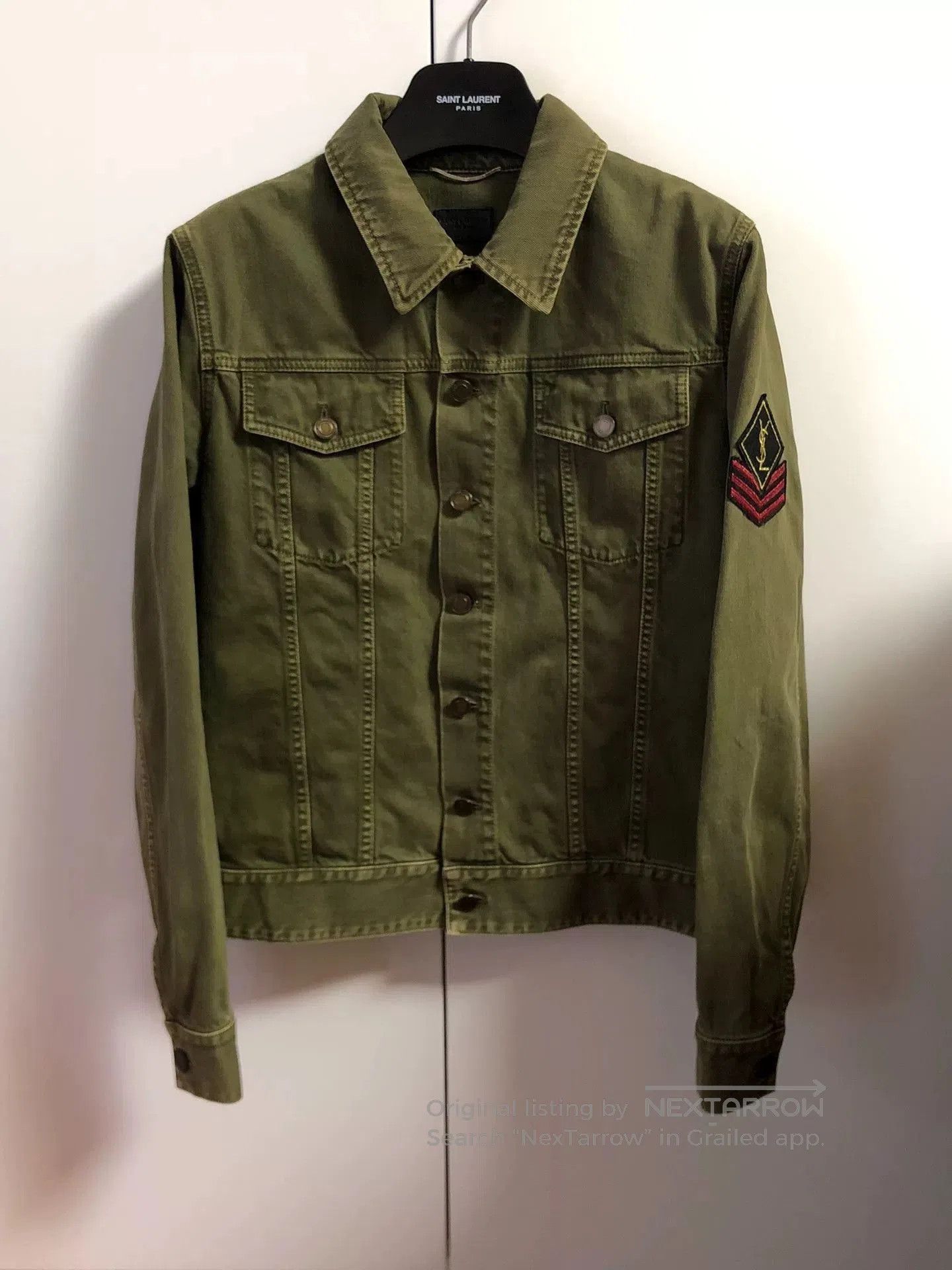 Saint Laurent Paris saint laurent green denim jacket with logo. Size US M / EU 48-50 / 2 - 1 Thumbnail