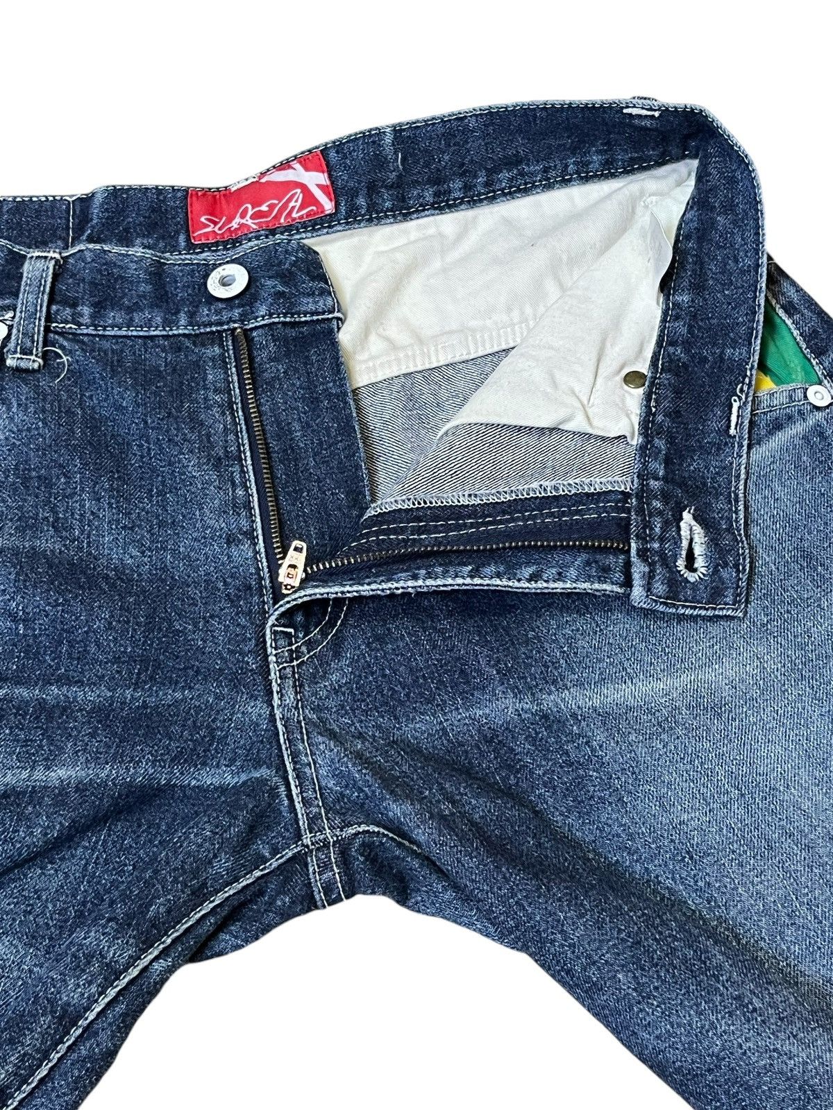 Japanese Brand SICK Y2K JAPANESE BRAND RASTA COLOUR JEANS MADE IN JAPAN Size US 32 / EU 48 - 10 Thumbnail