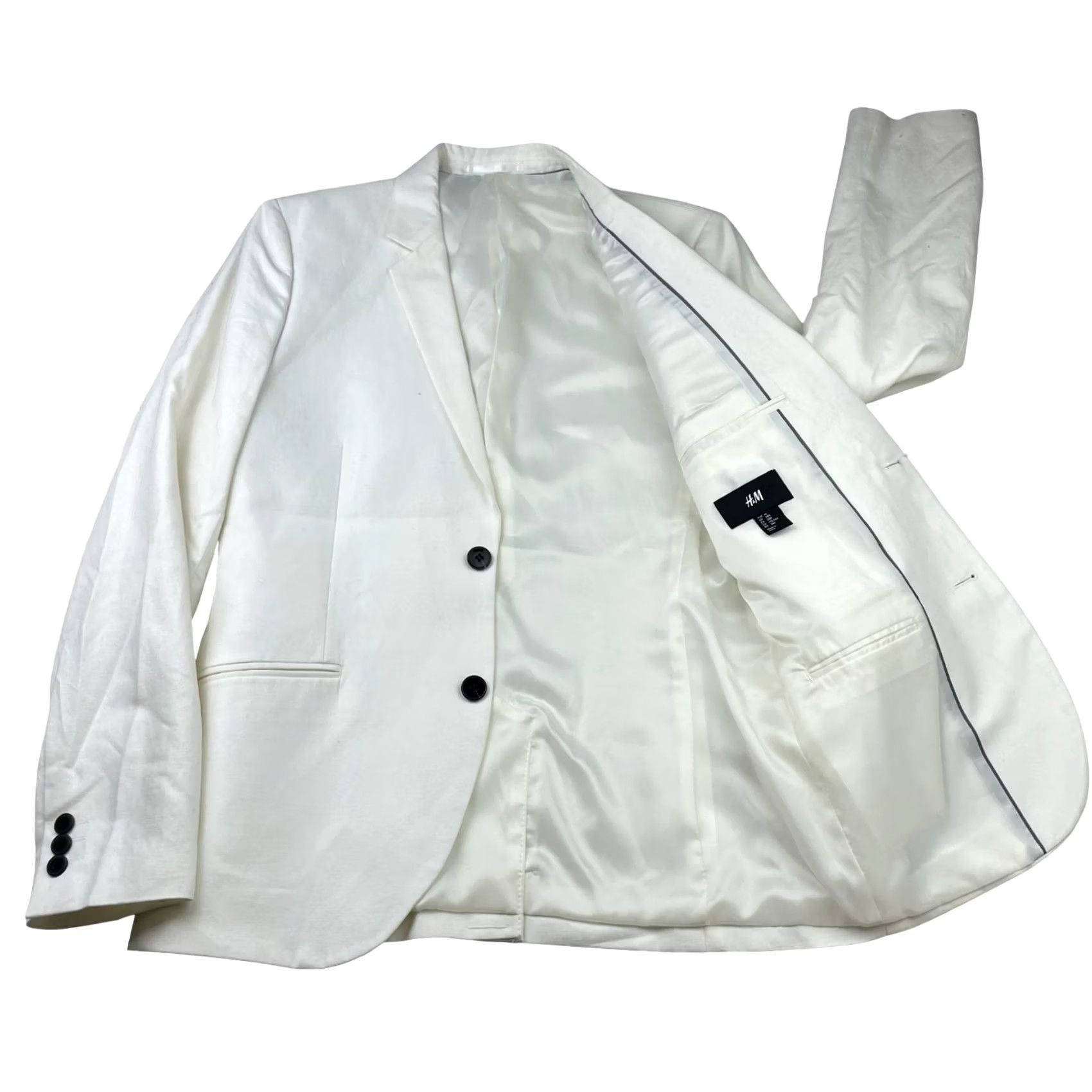 H&M H&M Men's Cotton/Linen 2-Button Blazer White 38R US Size 38R - 3 Thumbnail