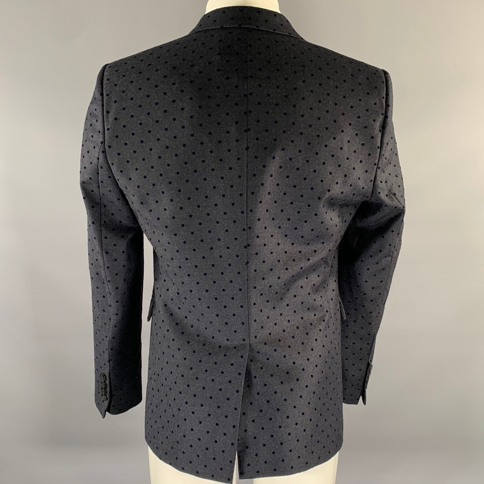 Emporio Armani EMPORIO ARMANI 40R Navy Polka Dot Wool Blend Sport Coat Size 40R - 4 Thumbnail