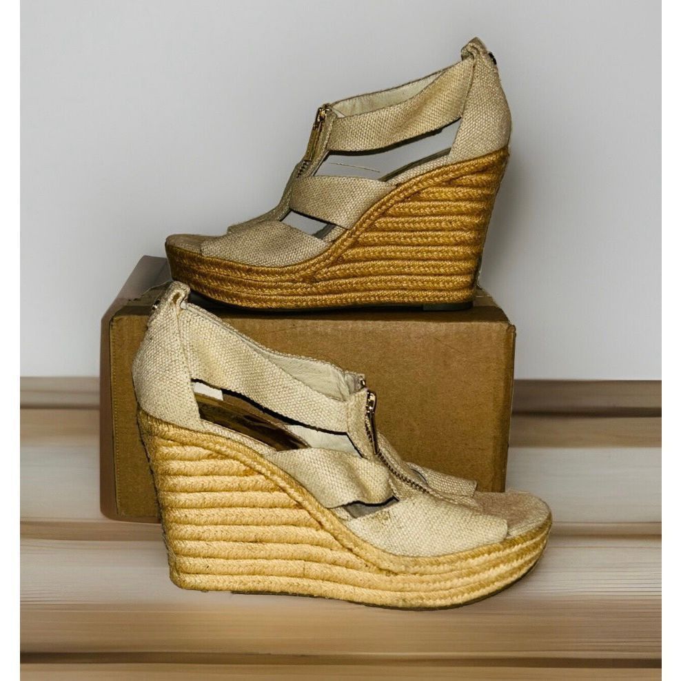 Michael Kors Michael Kors Womens Berkley Cream Wedge Espadrille Sandal Shoes Size 7 Size US 7 / IT 37 - 2 Thumbnail