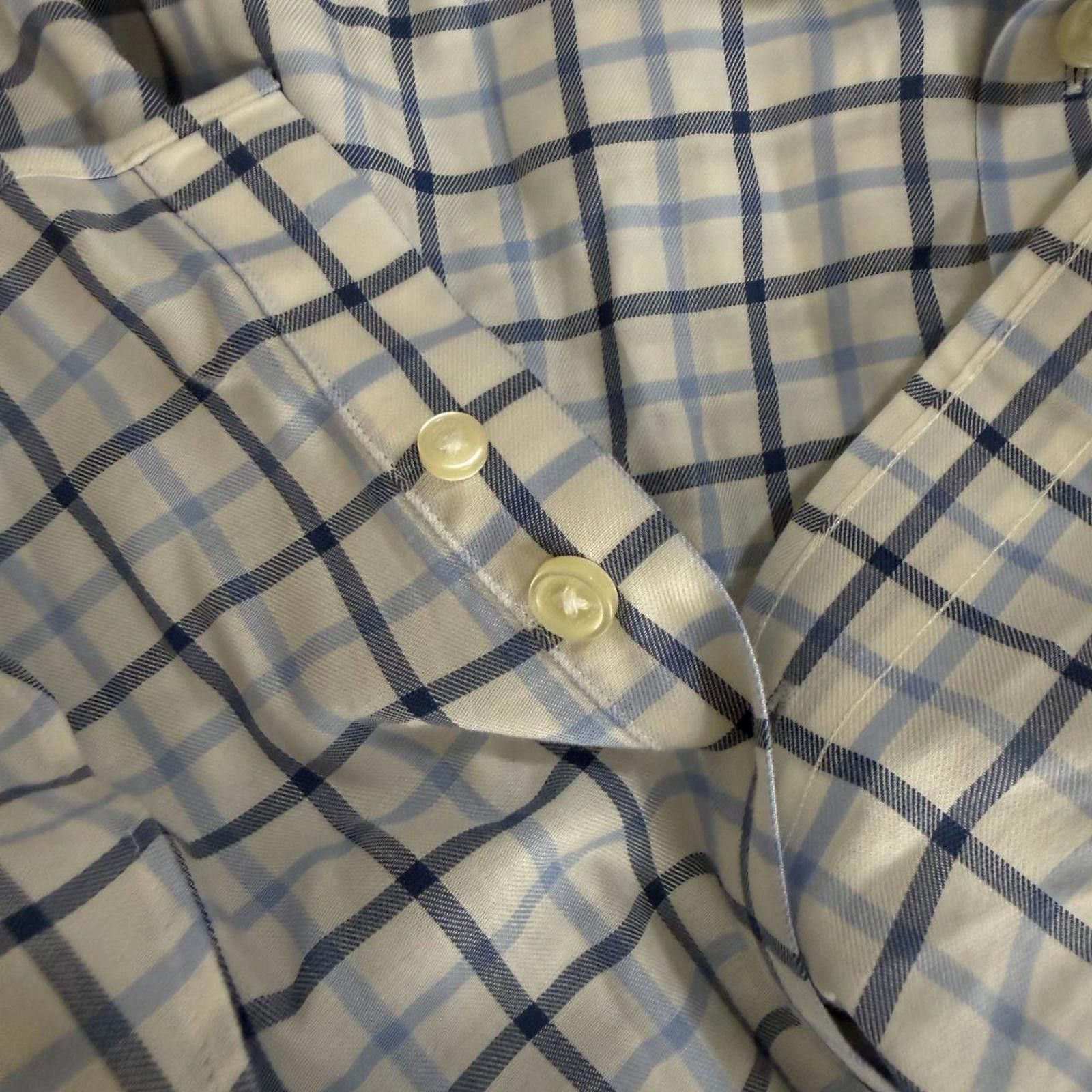 Brooks Brothers Brooks Brothers Mens XL Blue White Noniron Long Sleeve Plaid Size US XL / EU 56 / 4 - 2 Thumbnail