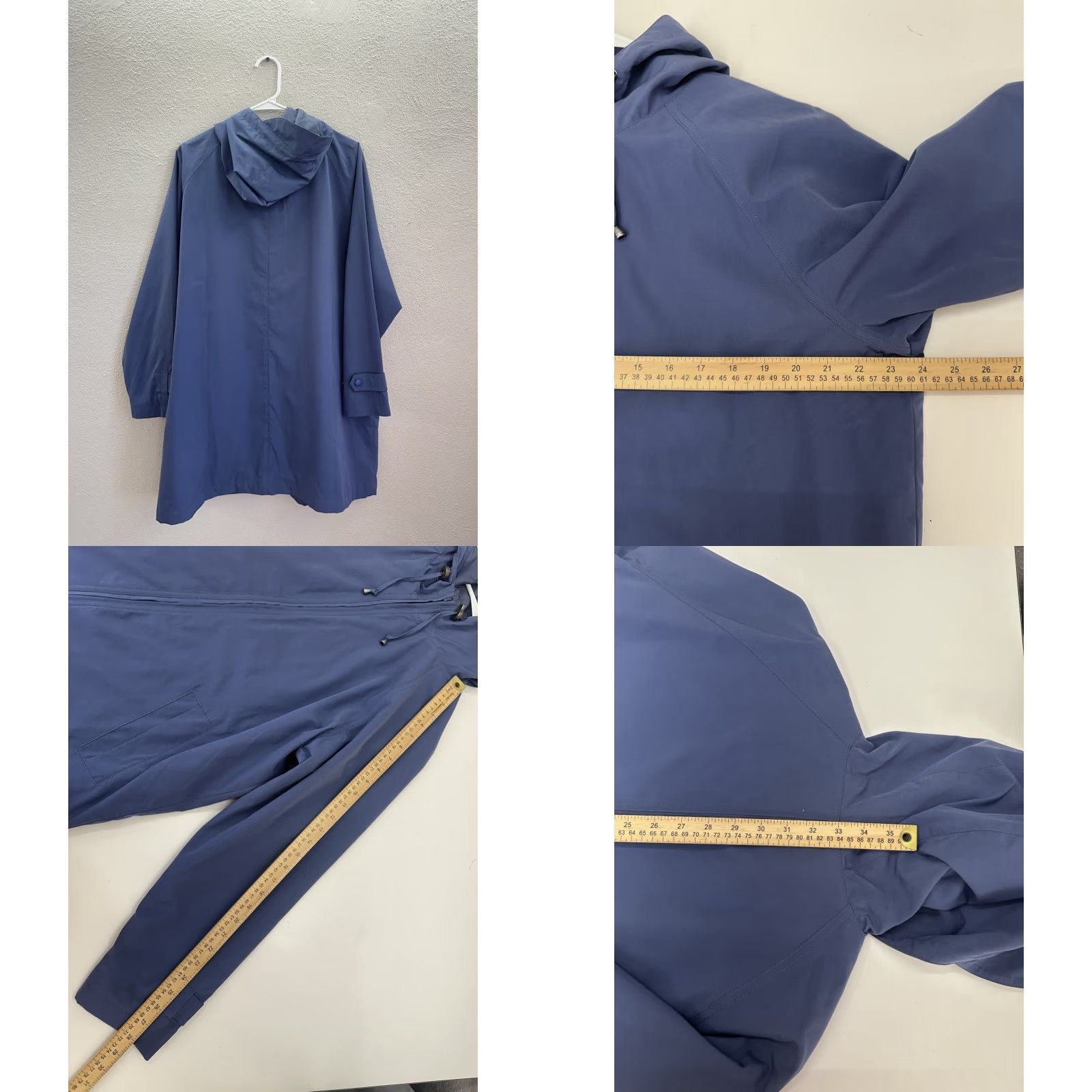 Vintage L.L. Bean Womens Jacket Petite Large Dark Blue Zip Up Hooded Trench Coat Jacket Coat Size L / US 10 / IT 46 - 8 Thumbnail