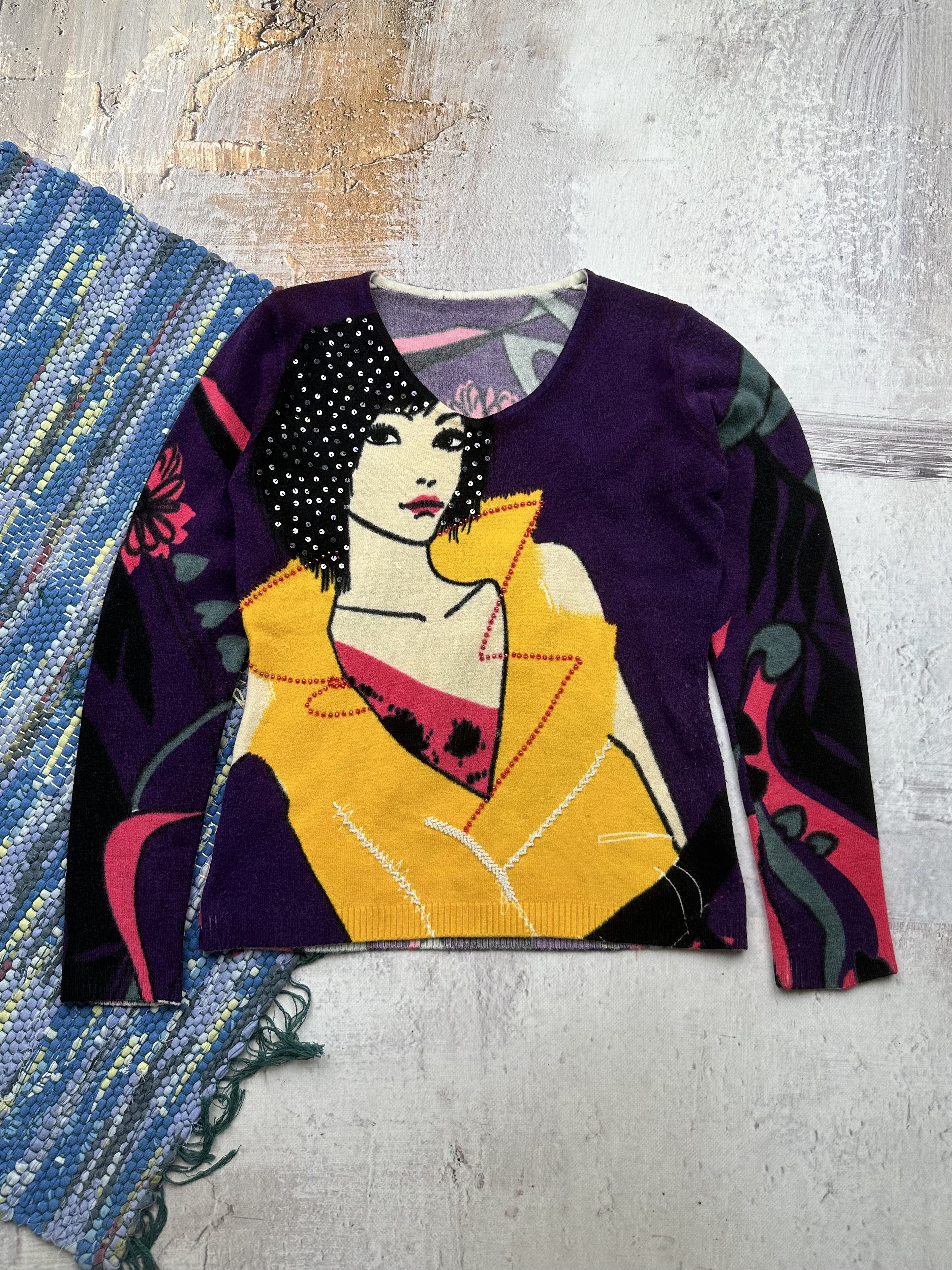 Japanese Brand Vintage Printed Sweater A137(366) Size M / US 6-8 / IT 42-44 - 1 Thumbnail