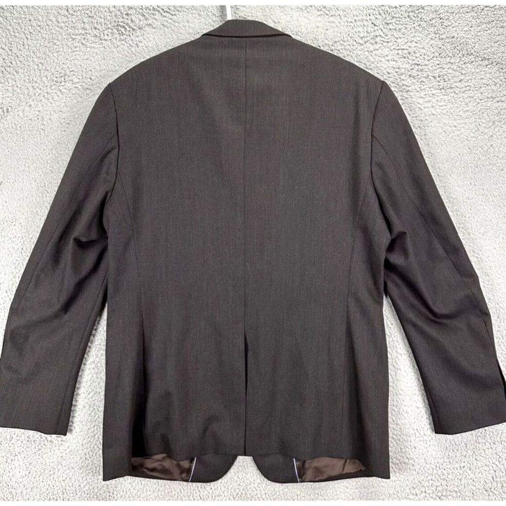 Vintage Emile Lafaurie Blazer Mens 46R Brown 2 Button Tuxedo Jacket Suit Office Regular Fit Blended Jacket/Coat Solid Size 46R - 2 Thumbnail