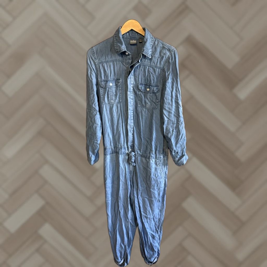 Sea New York New York & Company Jumpsuit Denim Jeans One-Piece Blue Size M Womens Long Sleeve Button Up Casual Size 32" / US 10 / IT 46 - 1 Thumbnail