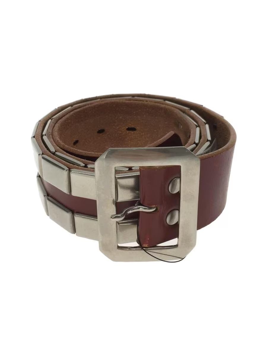 image of Undercover Studded Leather Belt in Red, Men's