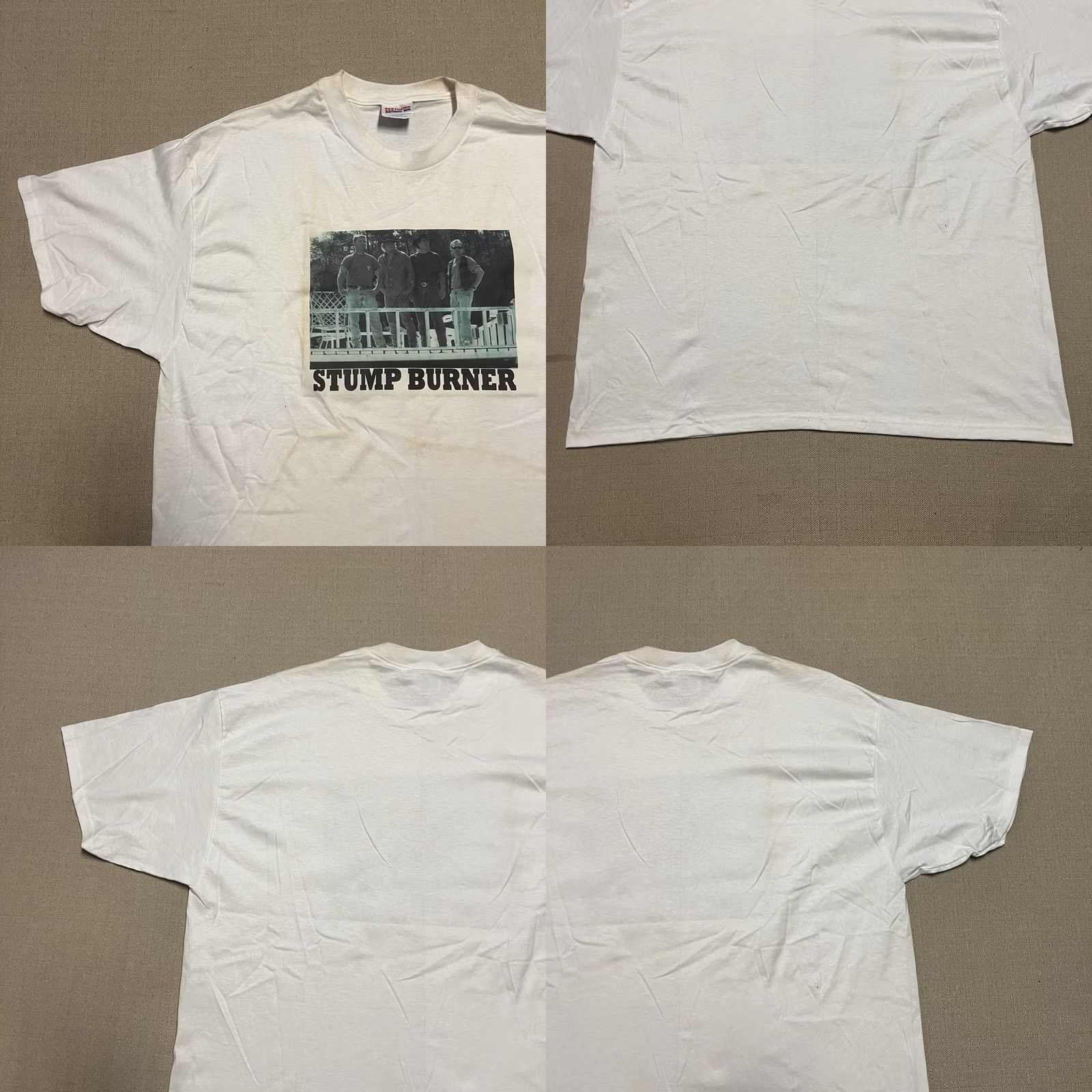 Hanes VINTAGE Stump Burner T Shirt Mens XL Rock Band Graphic Hanes White Cotton Blend Crew Neck Short Sleeve Graphic Print 90s Size US XL / EU 56 / 4 - 8 Thumbnail