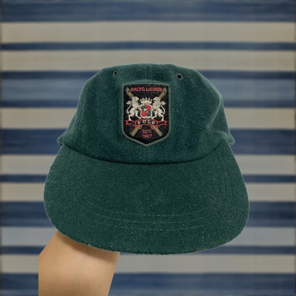 Vintage VINTAGE Ralph Lauren Polo Sport Green Wool Fitted XL Long Bill Baseball Hat Ski Crest USA Mens M Cap Size US M / EU 48-50 / 2 - 1 Thumbnail