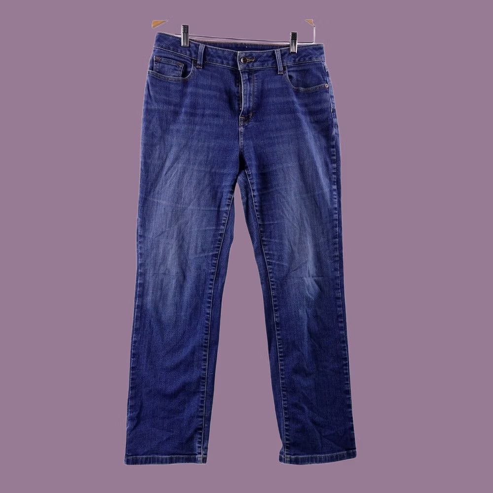 Denime LL Bean Women Jeans Straight Blue Denim Size 12 Size 34" / US 12 / IT 48 - 1 Thumbnail
