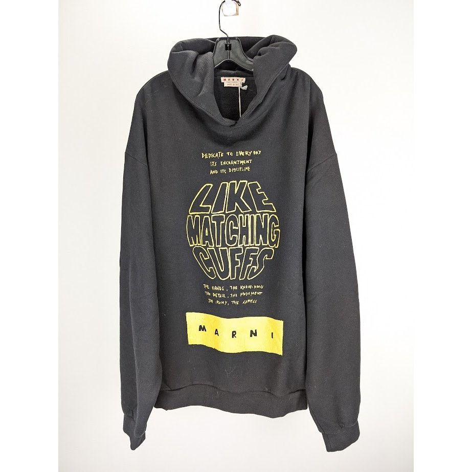 Marni o1rshd1 Brushed Organic Cotton Sweatshirt Hoodie in Black Size US L / EU 52-54 / 3 - 1 Thumbnail