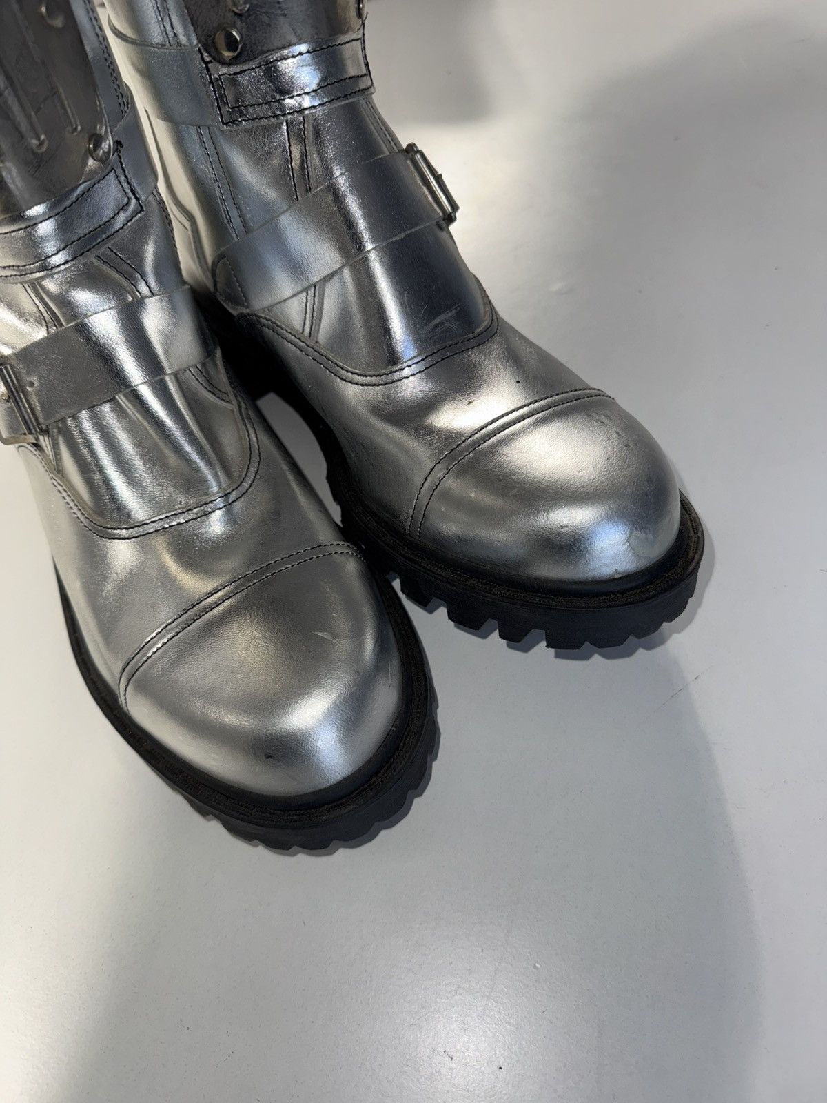Vintage Metallic biker boots avant garde rock Size US 10 / EU 43 - 6 Thumbnail