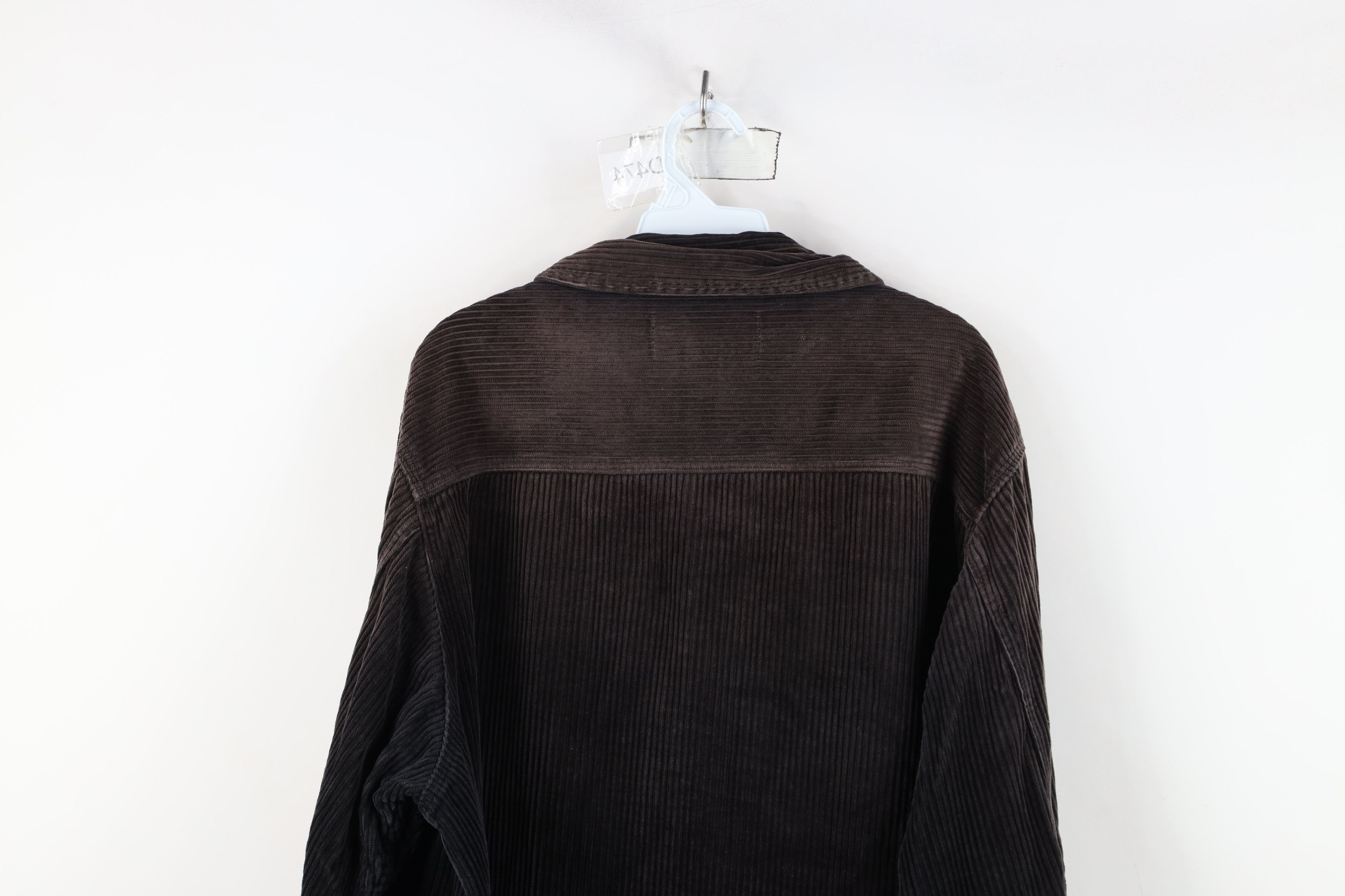 Vintage Vintage 90s Streetwear Full Zip Corduroy Shirt Jacket Black Size 3XL / US 20-22 - 13 Thumbnail