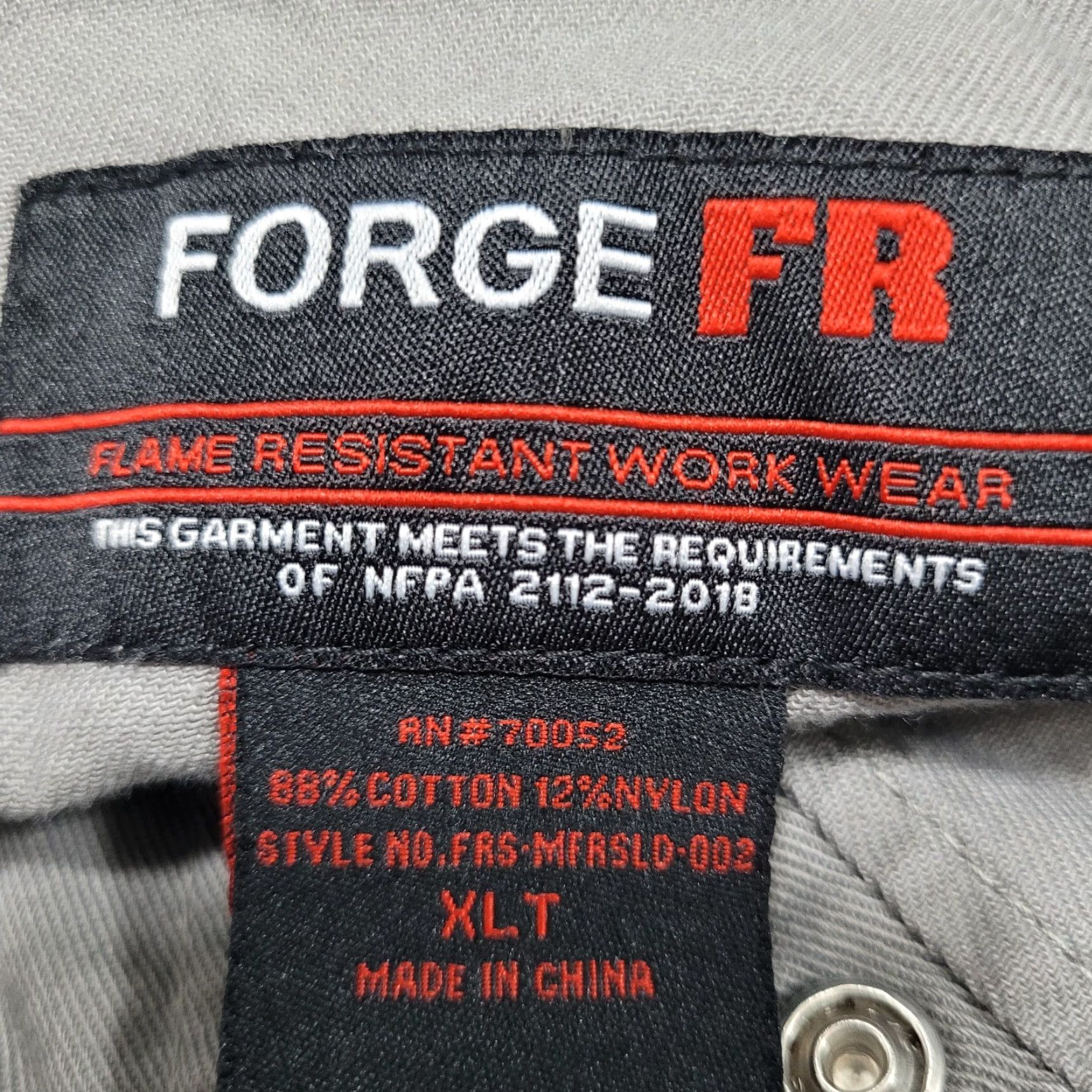Vintage Forge Shirt Long Sleeve Pearl Snap Flame Resistant Workwear XLT Adult Gray Size US XL / EU 56 / 4 - 3 Thumbnail