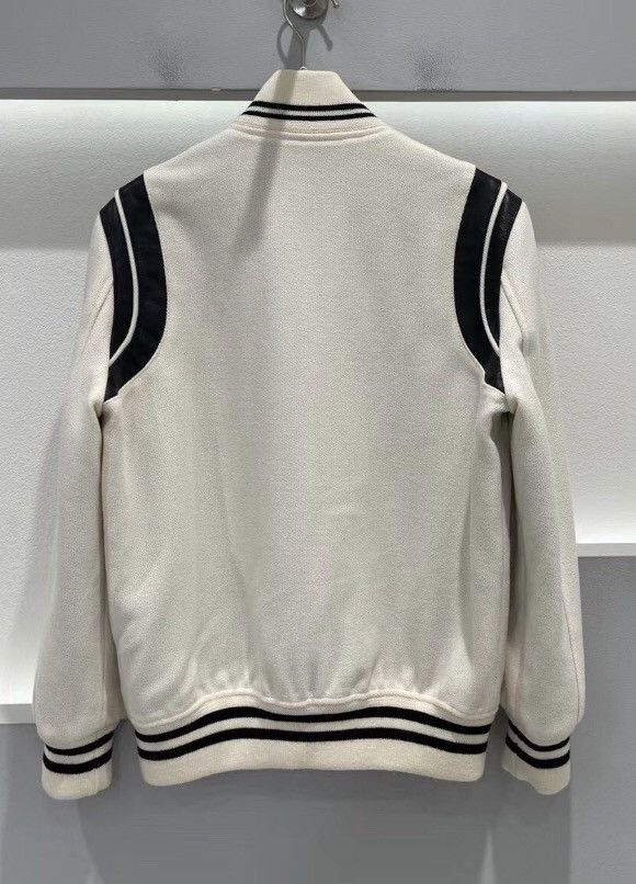 Saint Laurent Paris × Yves Saint Laurent Saint Laruent's latest white patchwork Teddy baseball jacket Size US XS / EU 42 / 0 - 2 Thumbnail