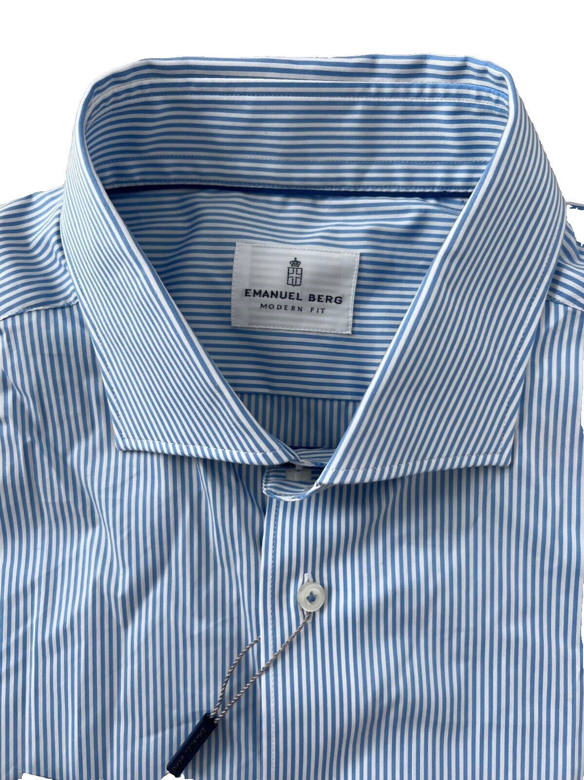 Other Emanuel Berg By-Byron Striped Shirt Modern Fit Blue ( 17 ) Size US L / EU 52-54 / 3 - 2 Thumbnail