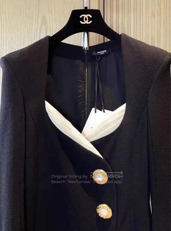Balmain Balmain Black Wool Long Sleeve Dress . Size S / US 4 / IT 40 - 2 Thumbnail