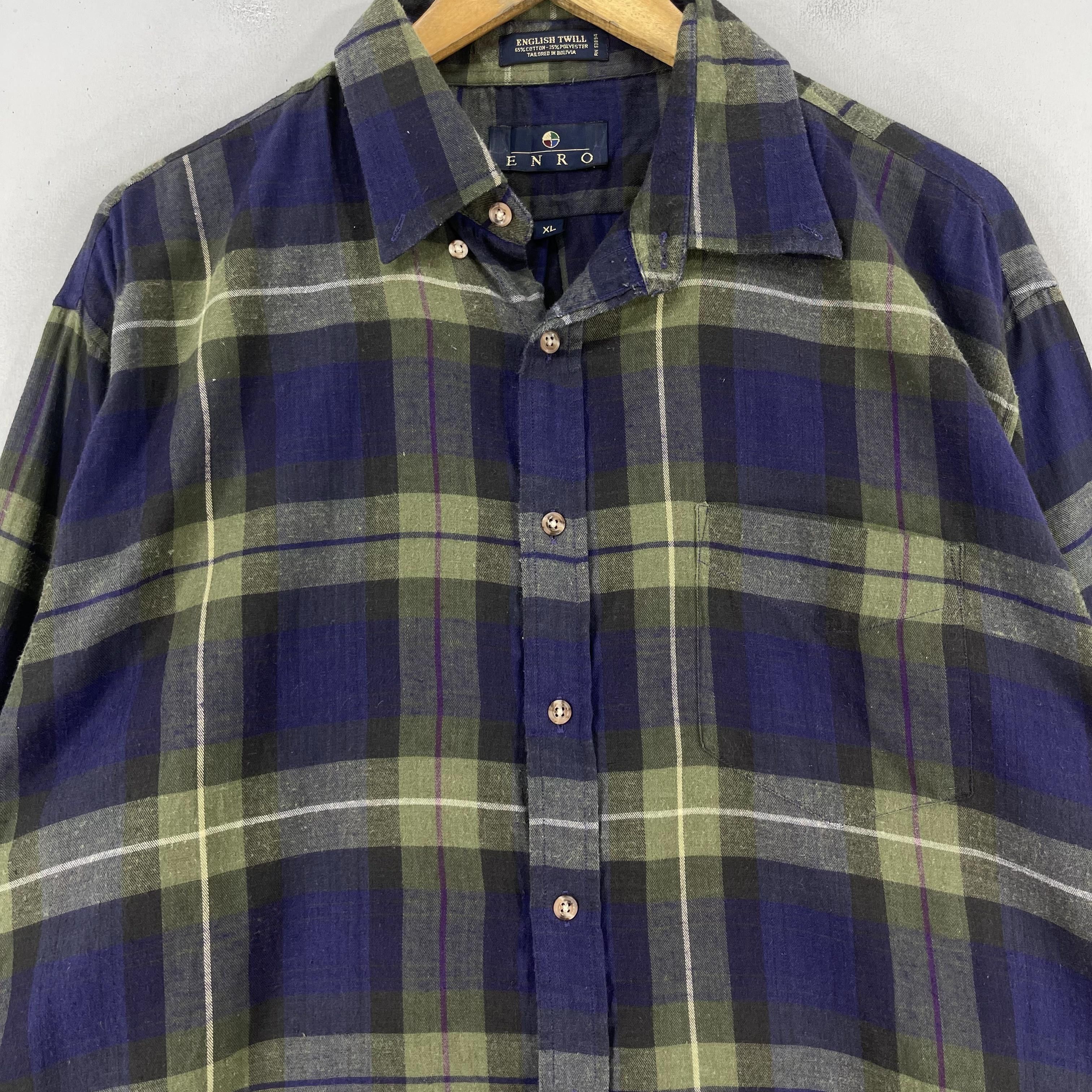 Flannel × Japanese Brand × Vintage Vintage Plaid Tartan Blue/Green Checkered Flannel Shirt Size US XL / EU 56 / 4 - 2 Thumbnail