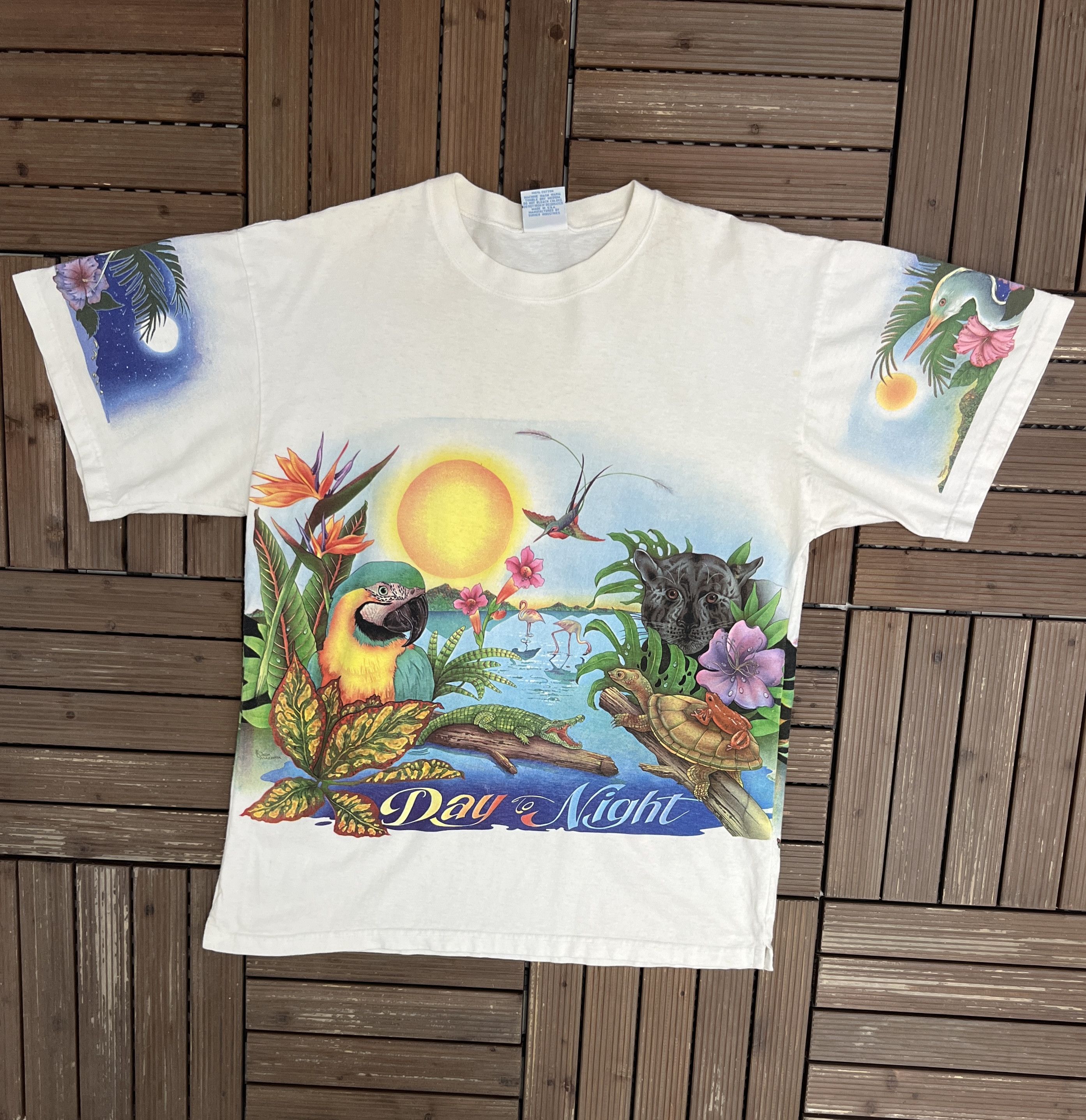 Vintage Caribbean Soul Day To Night Vintage AOP White T-Shirt Tee Size US XXL / EU 58 / 5 - 1 Thumbnail