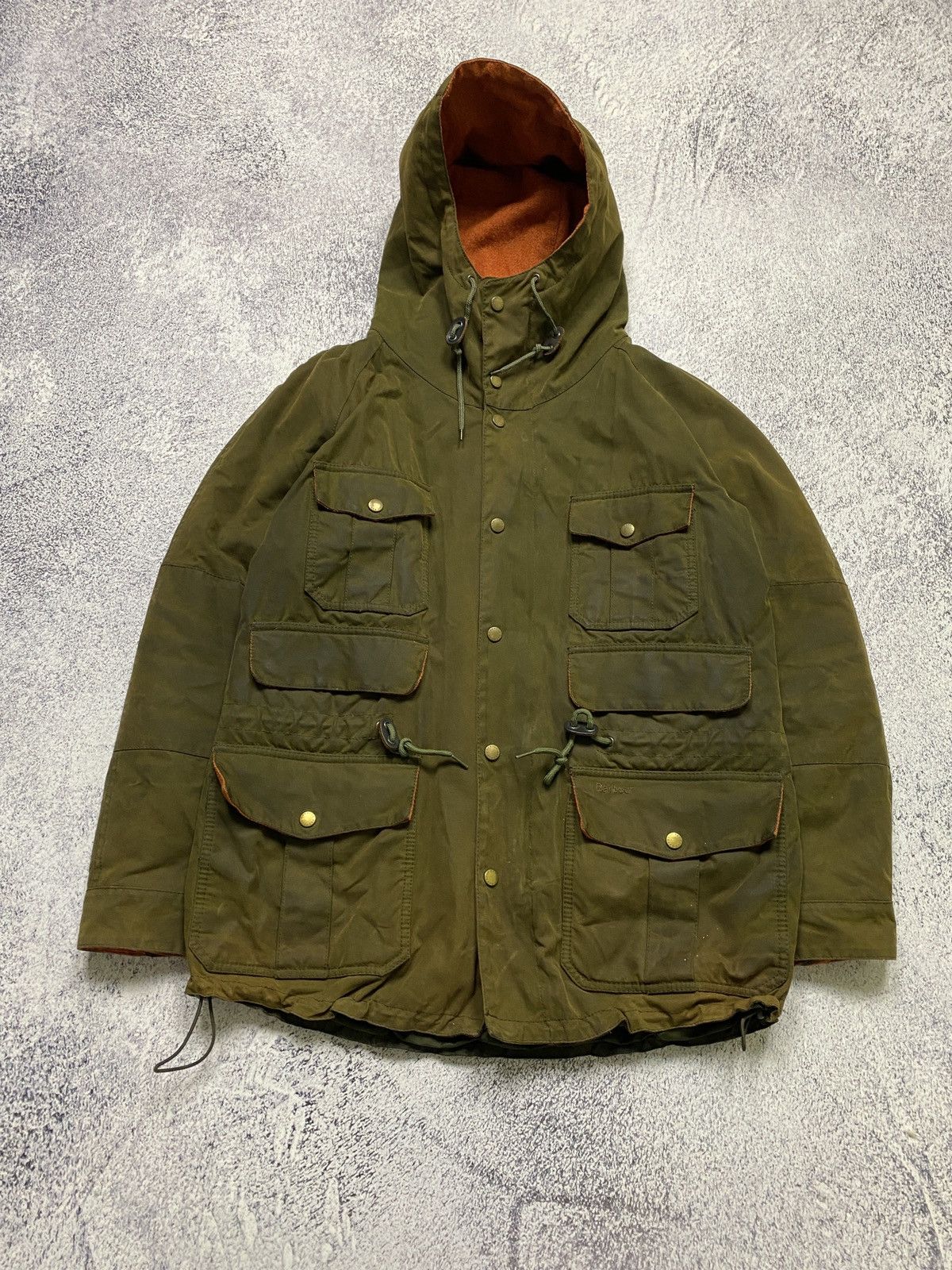 image of Barbour Wessex Waxed Jacket Hunting Hooded Parka in Olive, Men's (Size Medium)