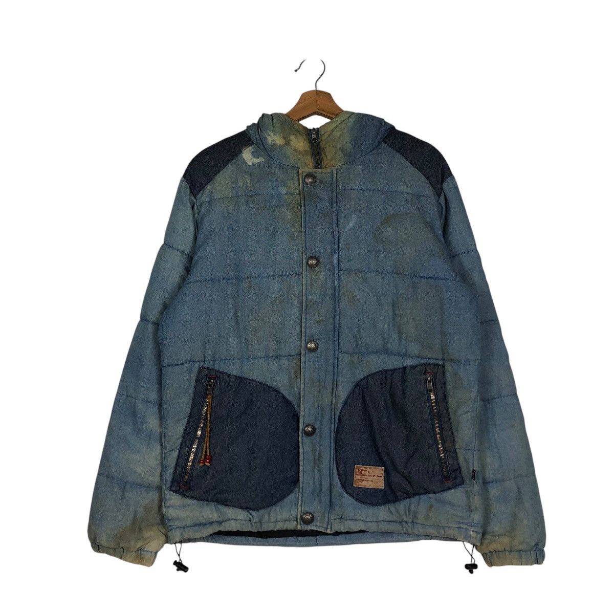 Blue Blue Japan 📌Vintage Denim Chore Biker Jacket Roky Indigo Zipper Size US L / EU 52-54 / 3 - 13 Thumbnail