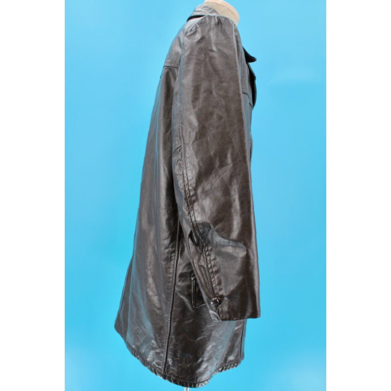 Vintage VINTAGE Cooper Leather Jacket Coat 70s Mens 46 XL Dark Brown 1970s Leather Disco Coat Mens Size US S / EU 44-46 / 1 - 5 Thumbnail