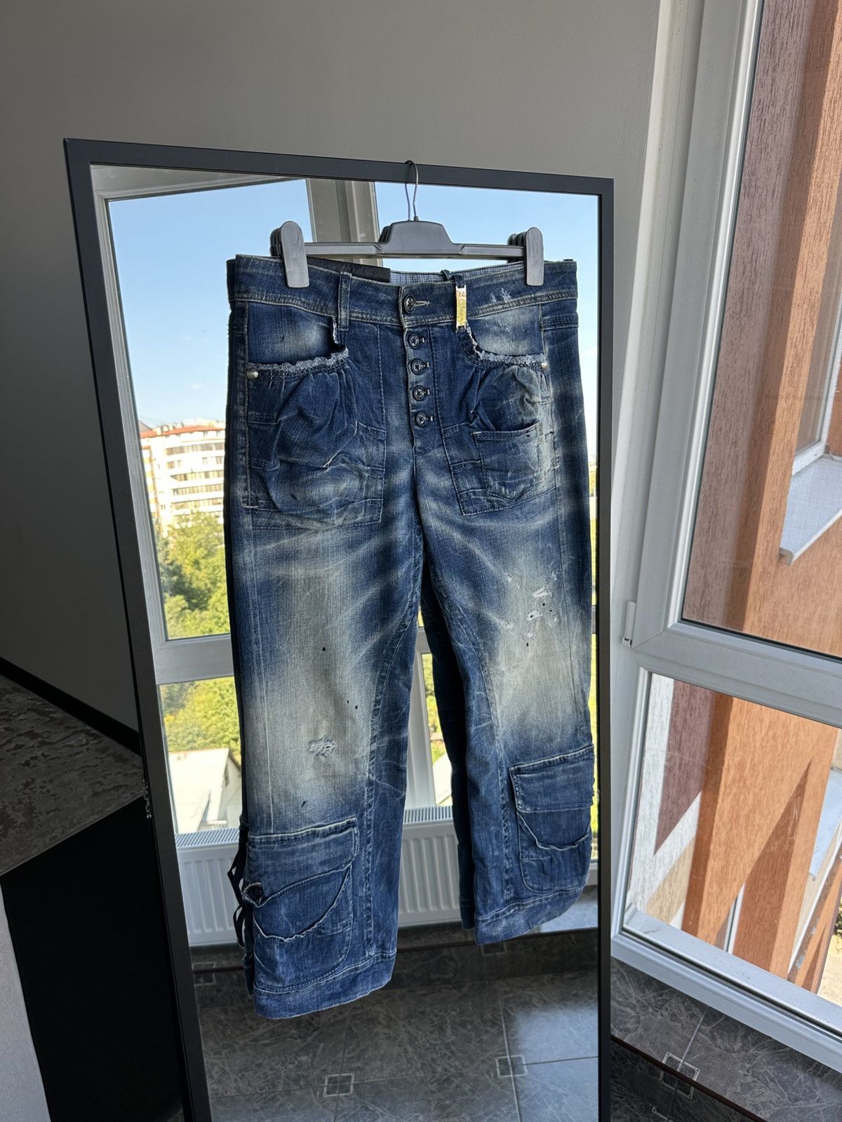 Vintage High Everyday Couture Distressed Jeans Italy Carpenter Cargo Size 34" / US 12 / IT 48 - 1 Thumbnail