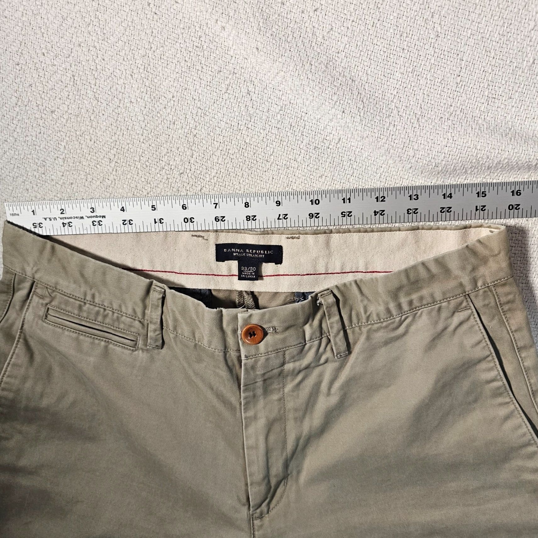 Banana Republic Banana Republic Men's Chino Pants Size 33x30 Beige Straight Flat Front Cotton Store Stock Size US 33 - 5 Thumbnail