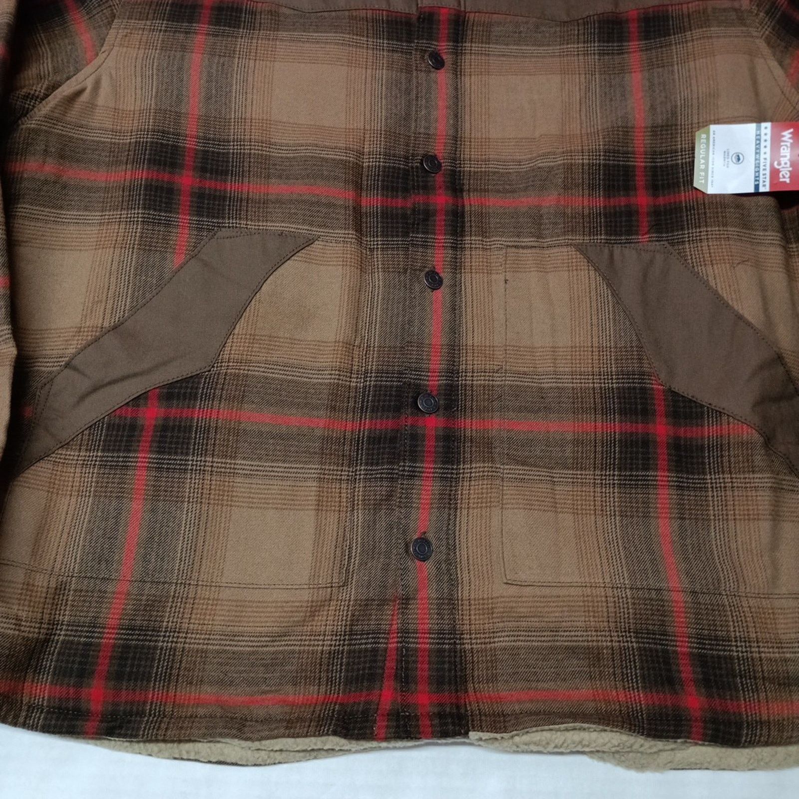 Wrangler Wrangler Heavyweight Shacket Men's 3XL Brown Sherpa Lining Size US XXL / EU 58 / 5 - 2 Thumbnail