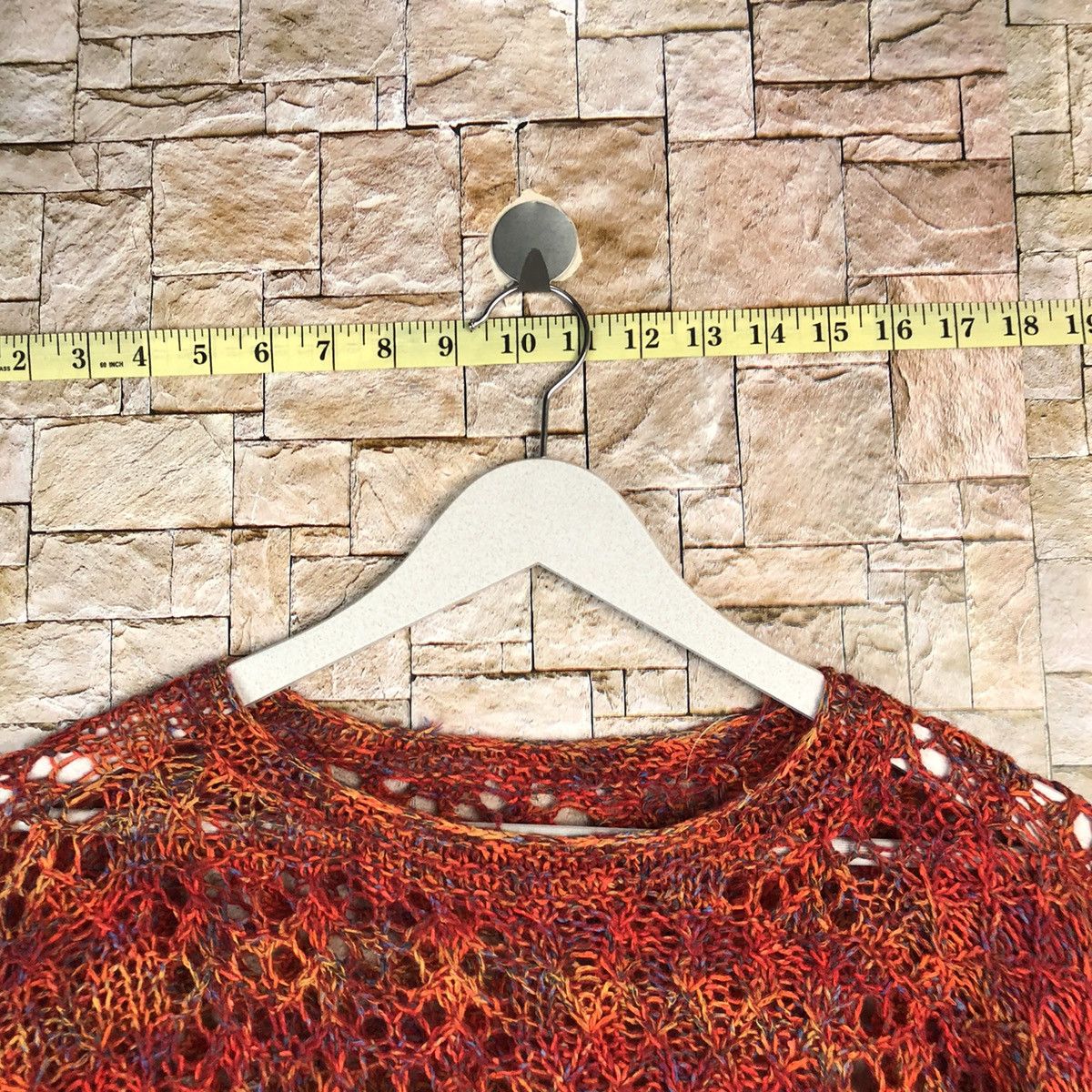 Homespun Knitwear × Japanese Brand × Vintage Japan crochet meshnet Orange Knitwear short sleeve #A1055 Size S / US 4 / IT 40 - 4 Thumbnail