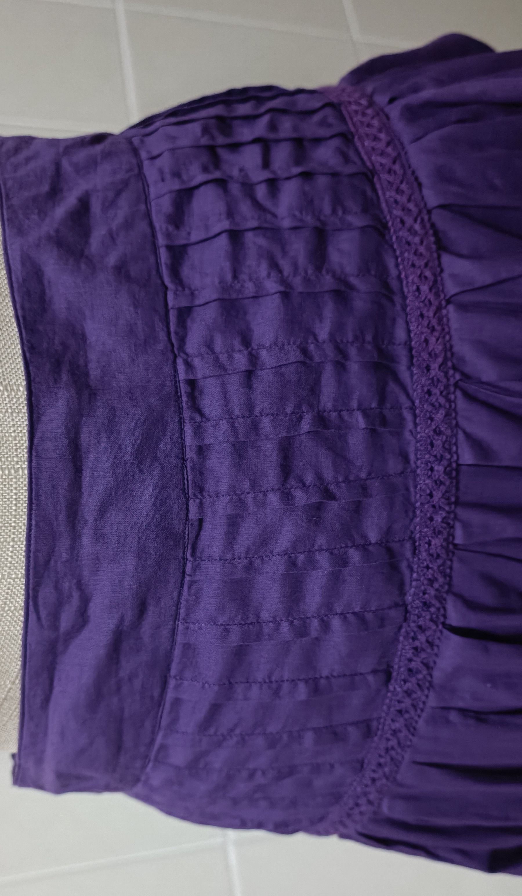 Jean Paul Gaultier Purple cotton skirt with silk ruffles Size 26" / US 2 / IT 38 - 17 Thumbnail