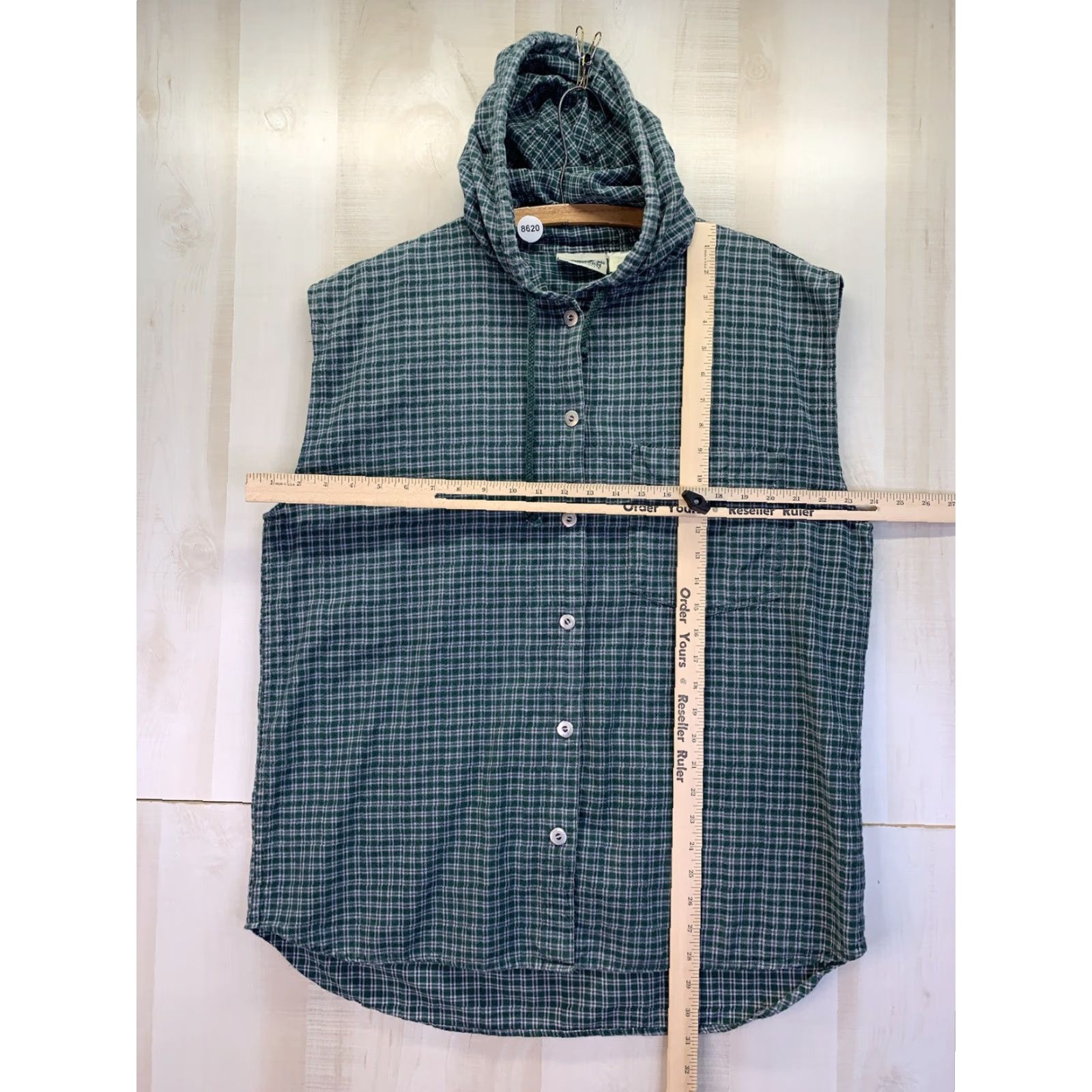 Northern Reflections VINTAGE Northern Reflections Shirt Plaid Green Sleeveless Hooded Womens Large L Shirt Size L / US 10 / IT 46 - 2 Thumbnail