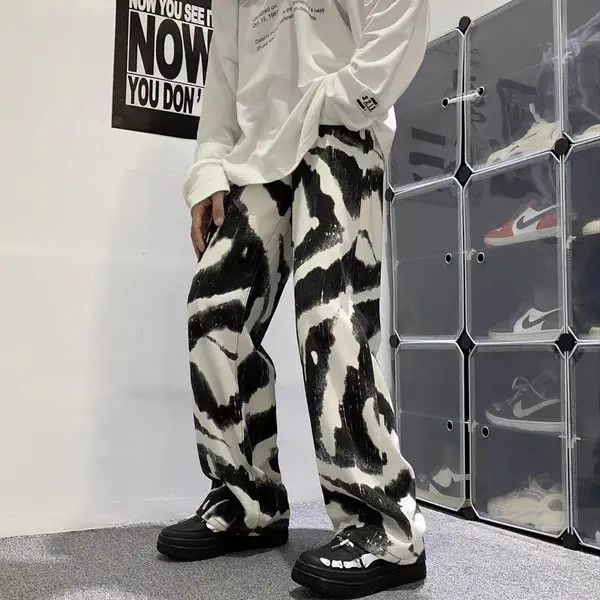 VIBE Japanese tie-dye straight-leg black and white wide-leg jeans Size US 30 / EU 46 - 7 Thumbnail
