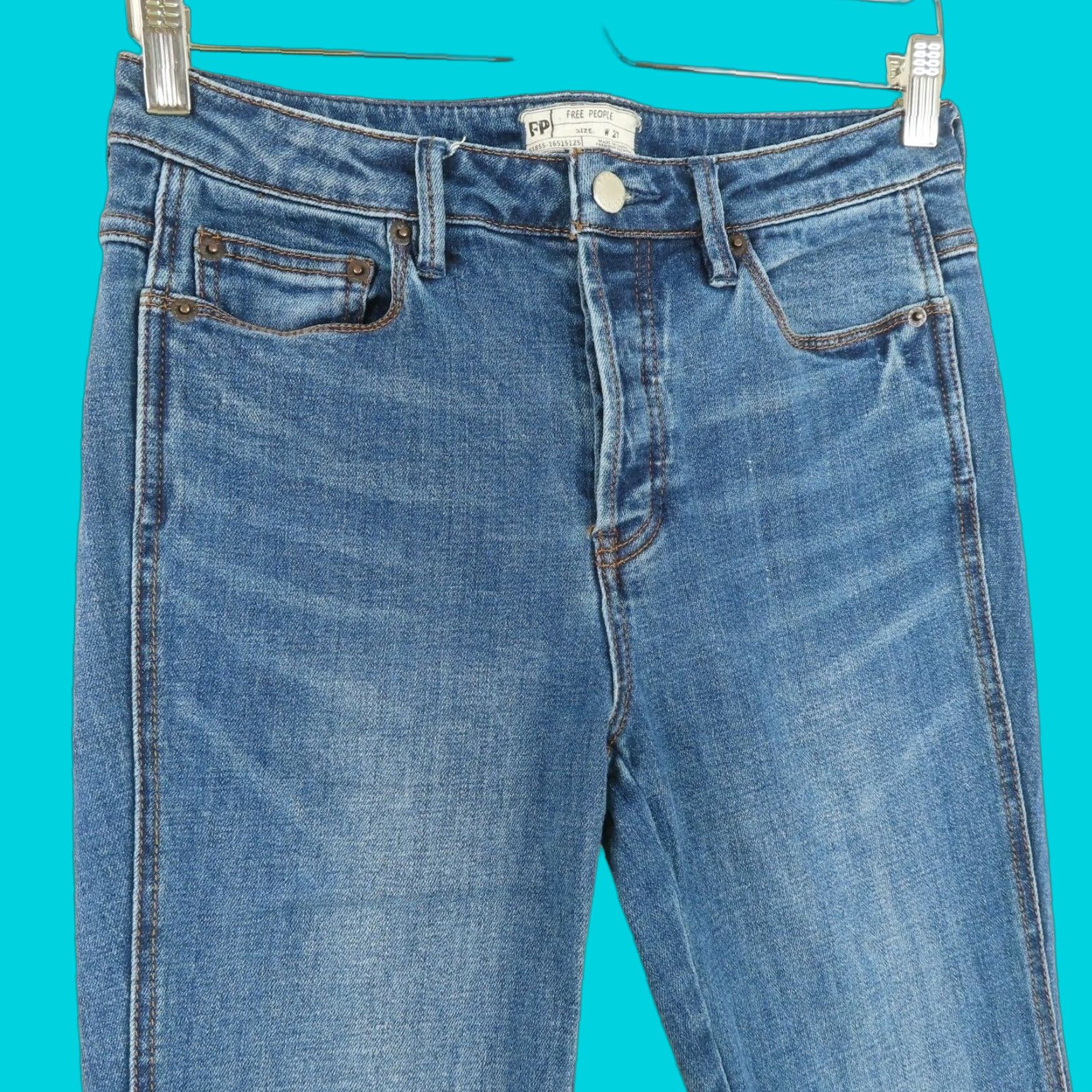 Free People Free People Jeans Women 27 Button Fly Medium Blue Denim Skinny Pockets 5-Pocket Design Regular Fit Vintage No? Size 27" / US 4 / IT 40 - 1 Thumbnail