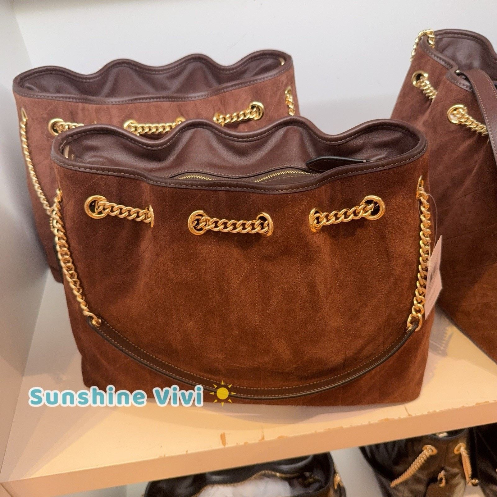 Coach NWT COACH CCZ80 Evelyn Shoulder Bag Suede Vintage Brown Size ONE SIZE - 3 Thumbnail