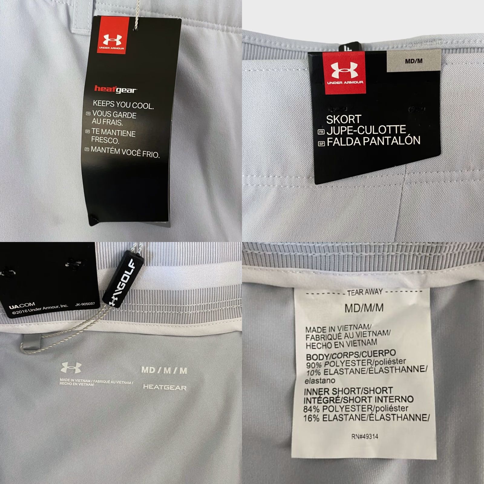 Under Armour Under Armour Woven Golf Skirt Gray White Women's M Athletic Activewear New Skort Short Pockets Elastic Waist Lined Stretch All Seasons Size 32" / US 10 / IT 46 - 8 Thumbnail