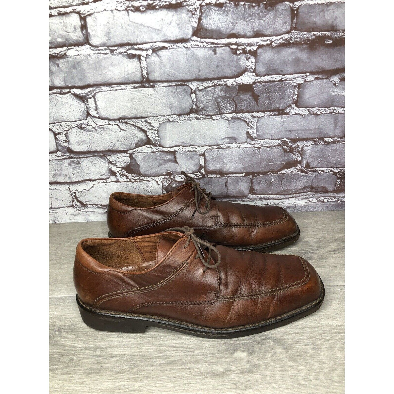 Ecco Ecco Vibram Gumlite Brown Leather Square Toe Oxfords Dress S Size US 12 / EU 45 - 4 Thumbnail