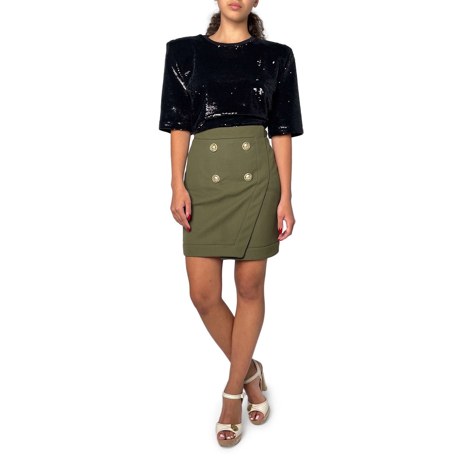 The Attico Black Short Sleeve Fully Sequinned Tunic Top Size M / US 6-8 / IT 42-44 - 1 Thumbnail