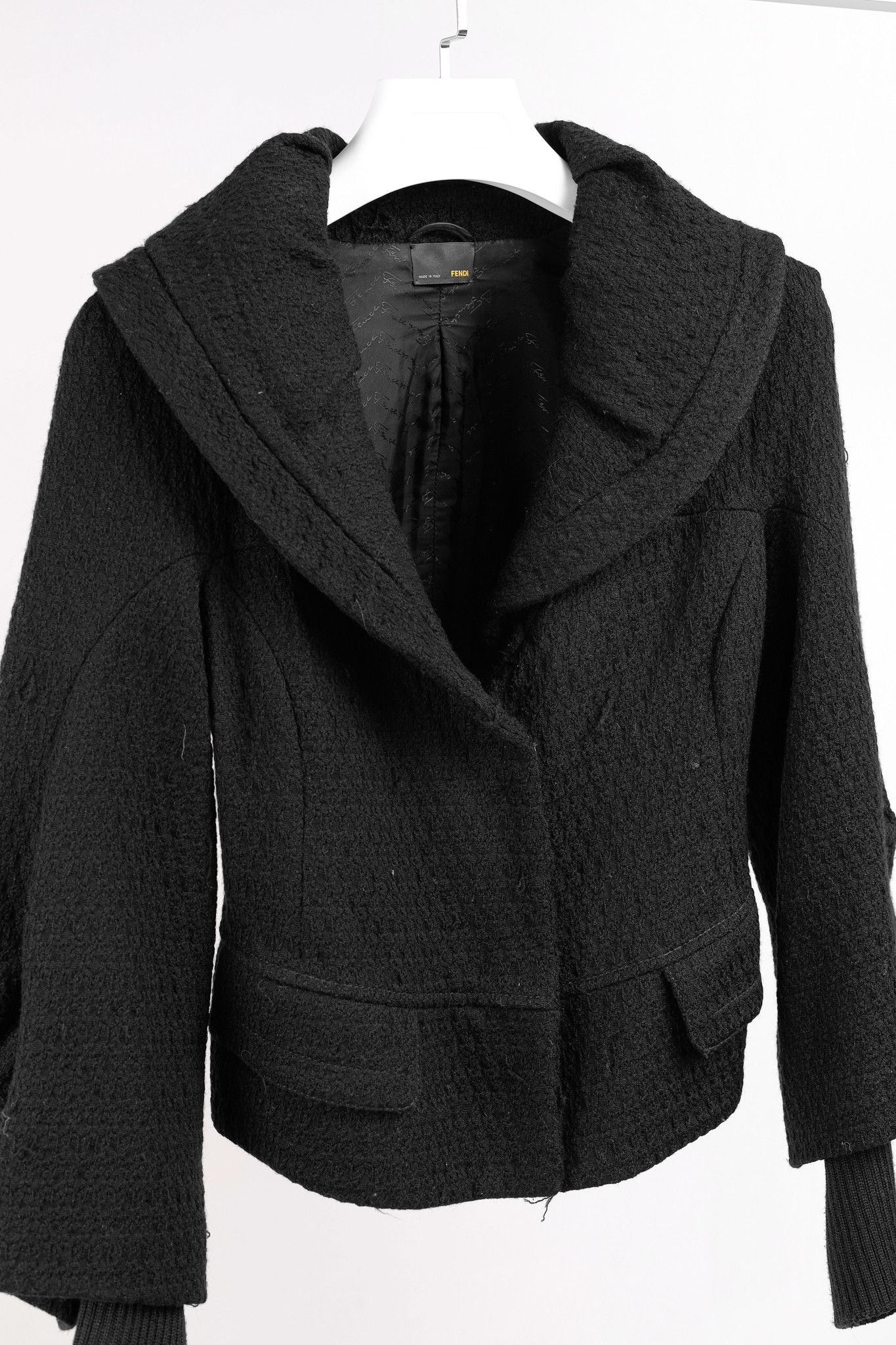 Fendi Fendi Vintage Shawl Collar Blazer in Black Textured Wool Size M / US 6-8 / IT 42-44 - 3 Thumbnail