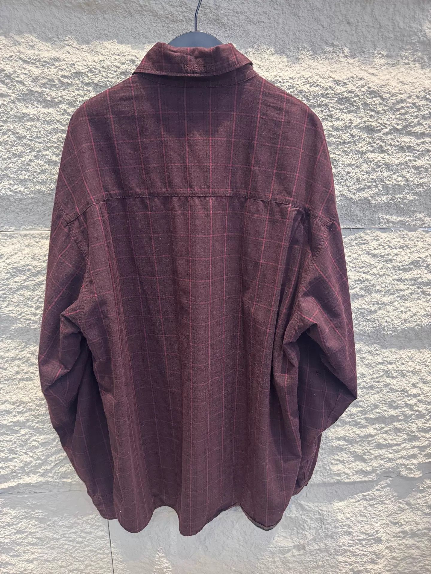 Balenciaga Balenciaga Double-Faced Checked Unisex Shirt S Burgundy/Gray Size US S / EU 44-46 / 1 - 4 Thumbnail
