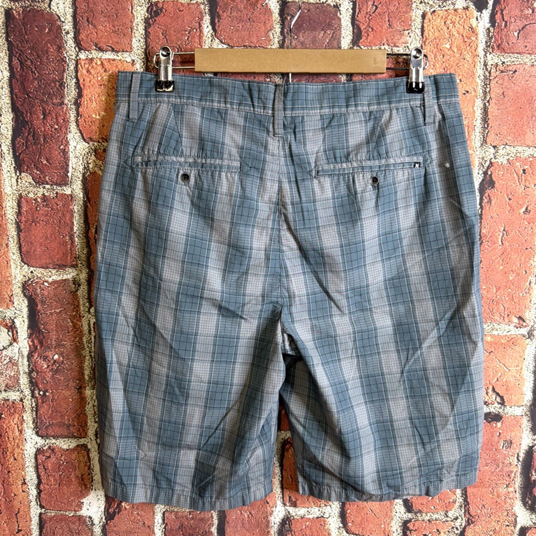Hurley Hurley Shorts 32 Mens Blue Chino Plaid Pockets Casual Cotton Stretch Modern Fit Size US 32 / EU 48 - 3 Thumbnail