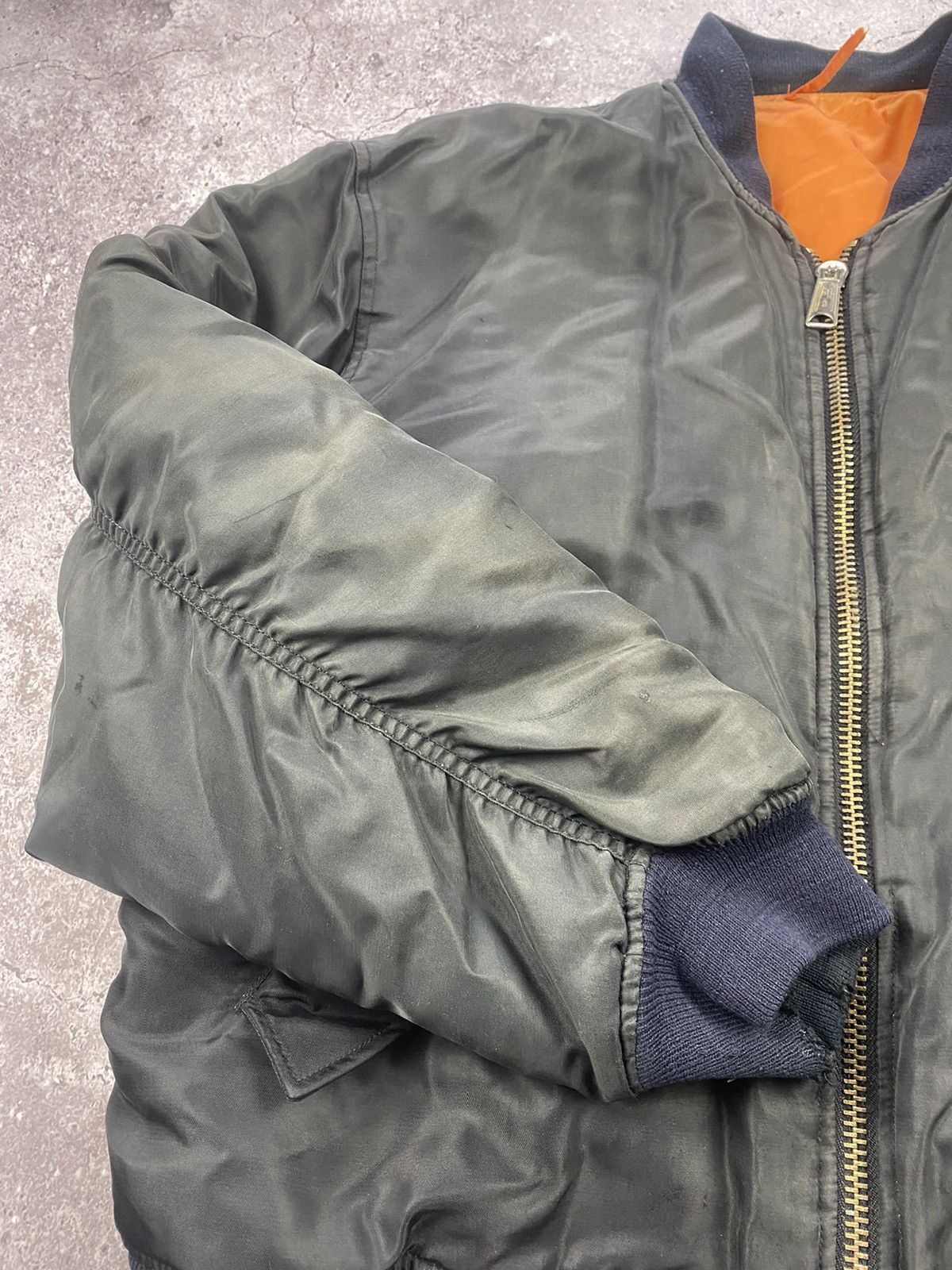Vintage 90s Boxy MA-1 Military Reversible FADED Bomber DISTRSSED Size US L / EU 52-54 / 3 - 3 Thumbnail