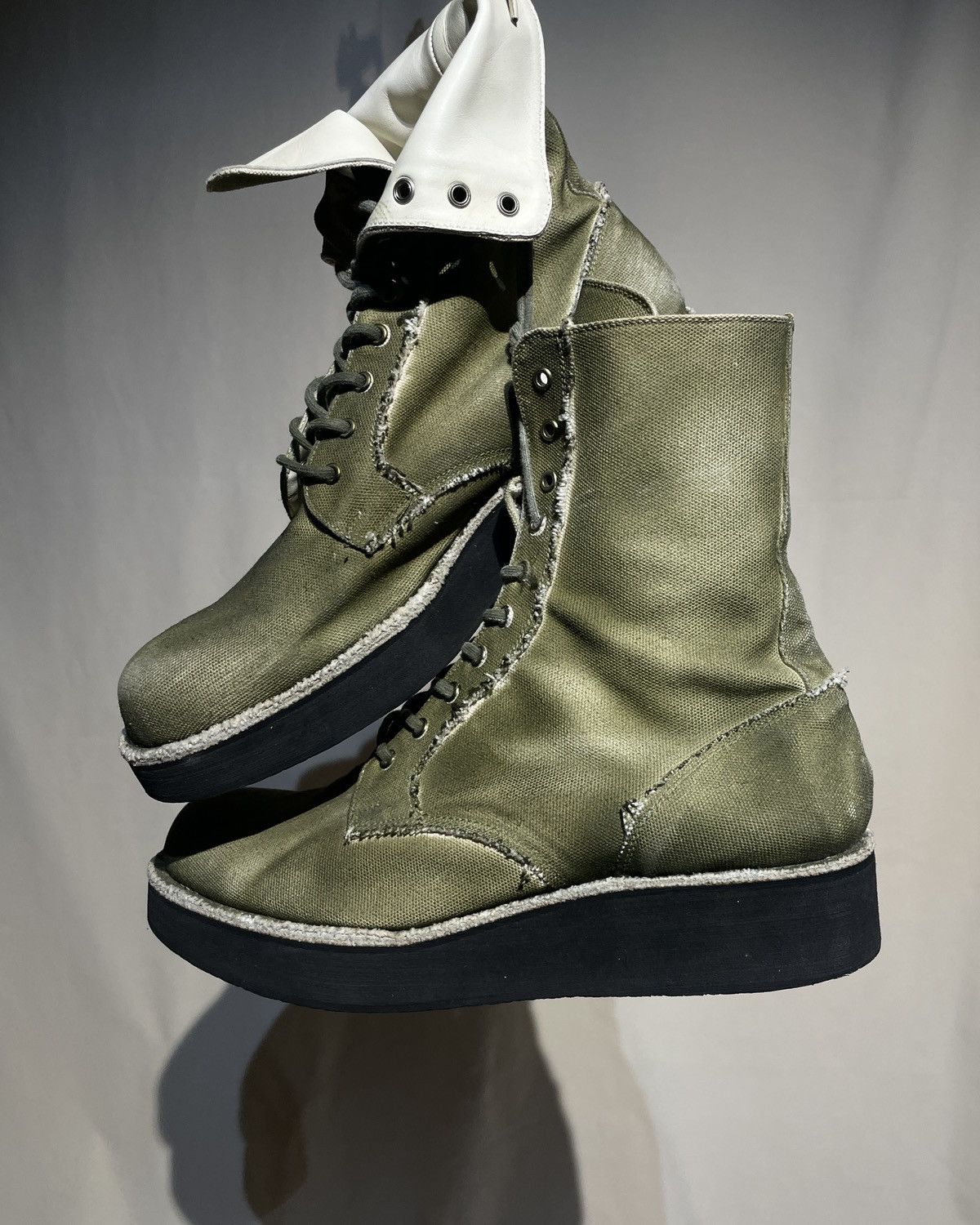 Yohji Yamamoto S/S2013 Yohji Yamamoto Pour Homme - Spray Dyed Canvas Boots Size US 10.5 / EU 43-44 - 9 Thumbnail