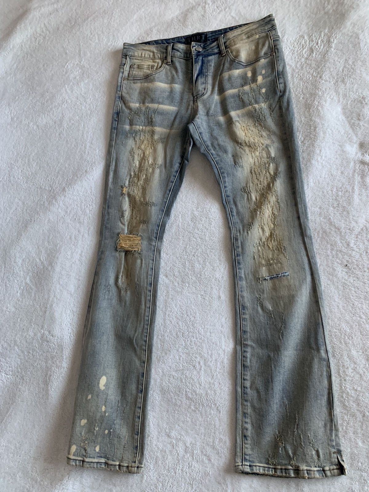 image of Thrt Flared Stacked Fit Jeans in Blue, Men's (Size 34)