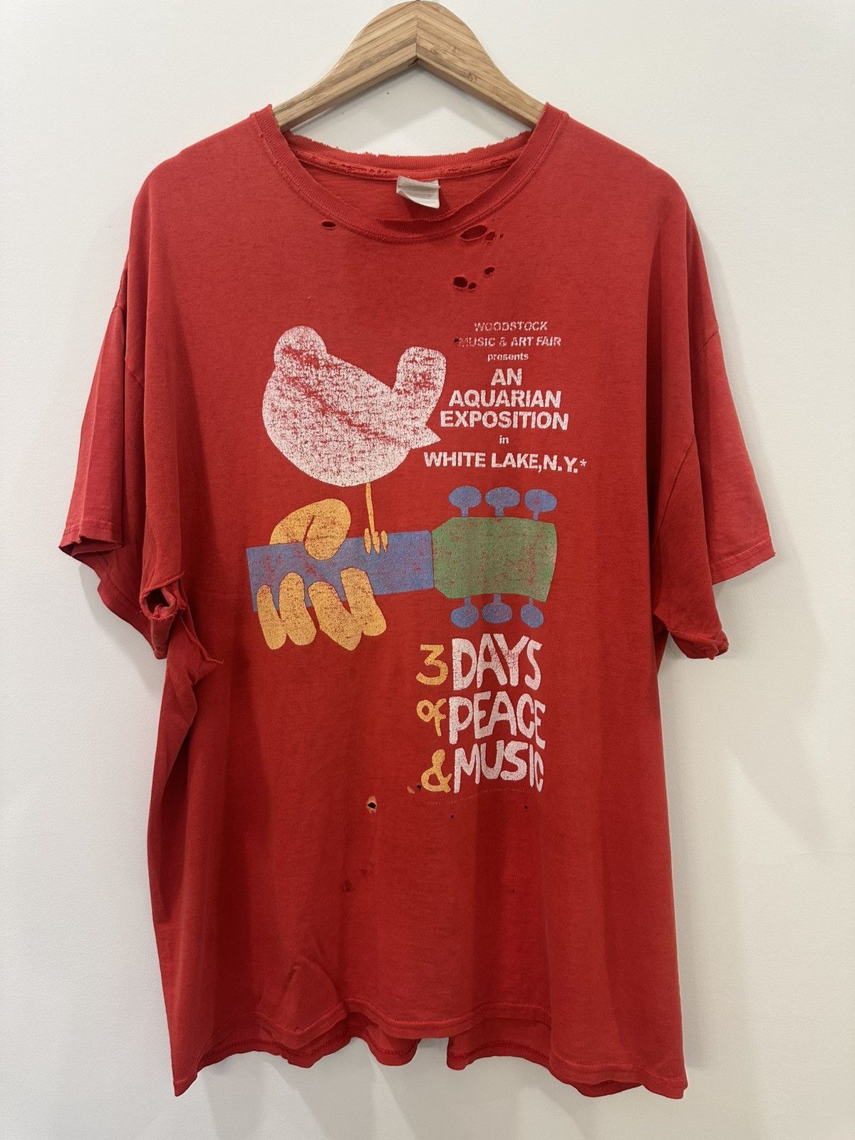 Vintage Vintage Thrashed Woodstock Tee Red XL Size US XL / EU 56 / 4 - 1 Thumbnail